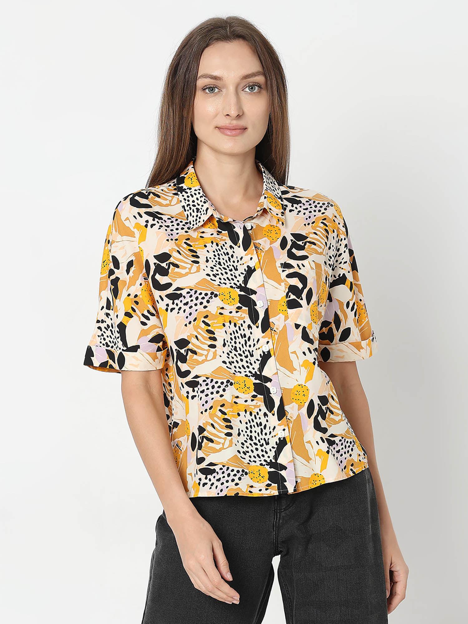 womens multi-color viscose printed shirt