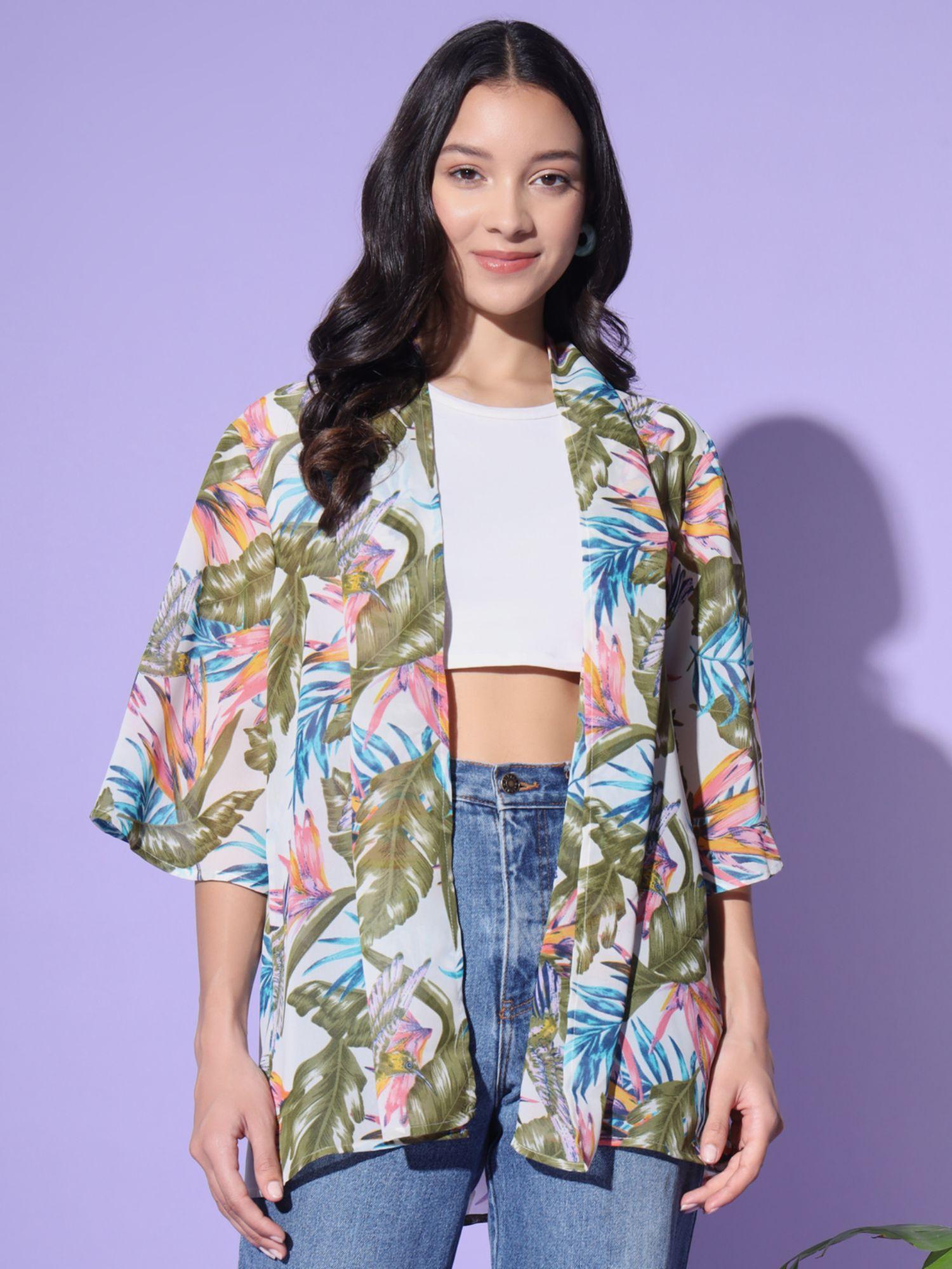 womens multicolor tropical print shrug