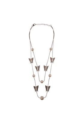 womens multilayered silver butterfly necklace