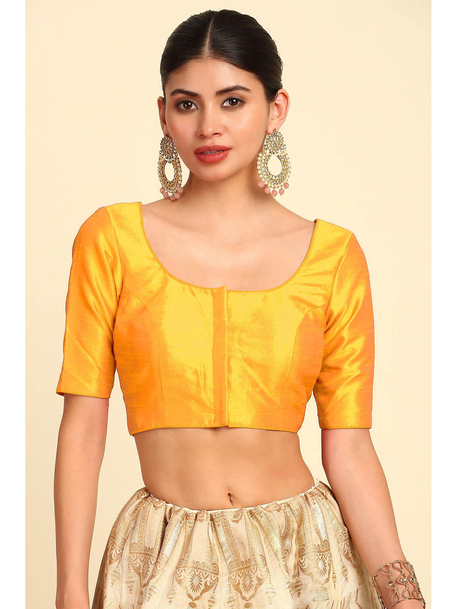 womens mustard art silk solid padded blouse