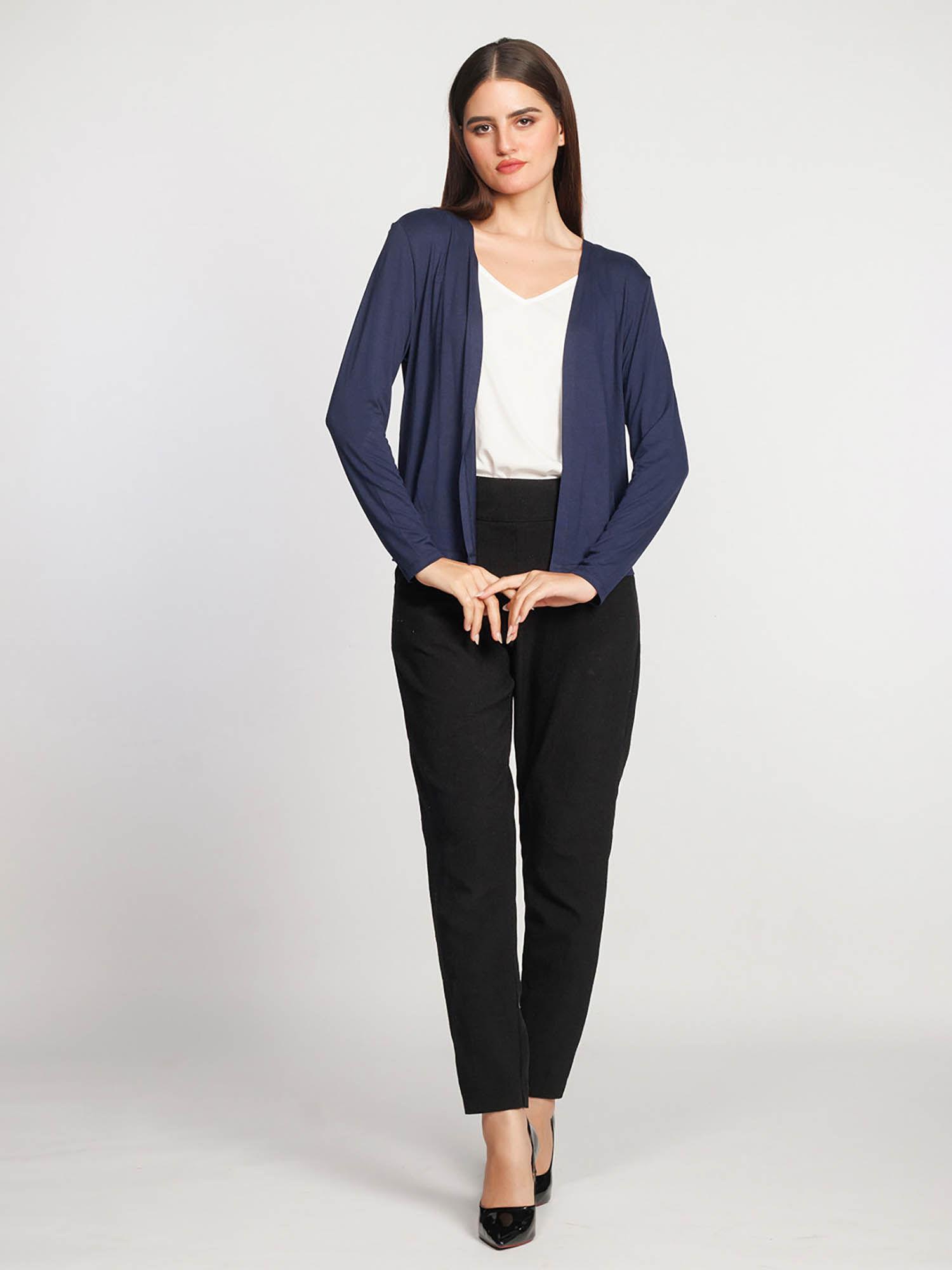 womens navy solid shrug