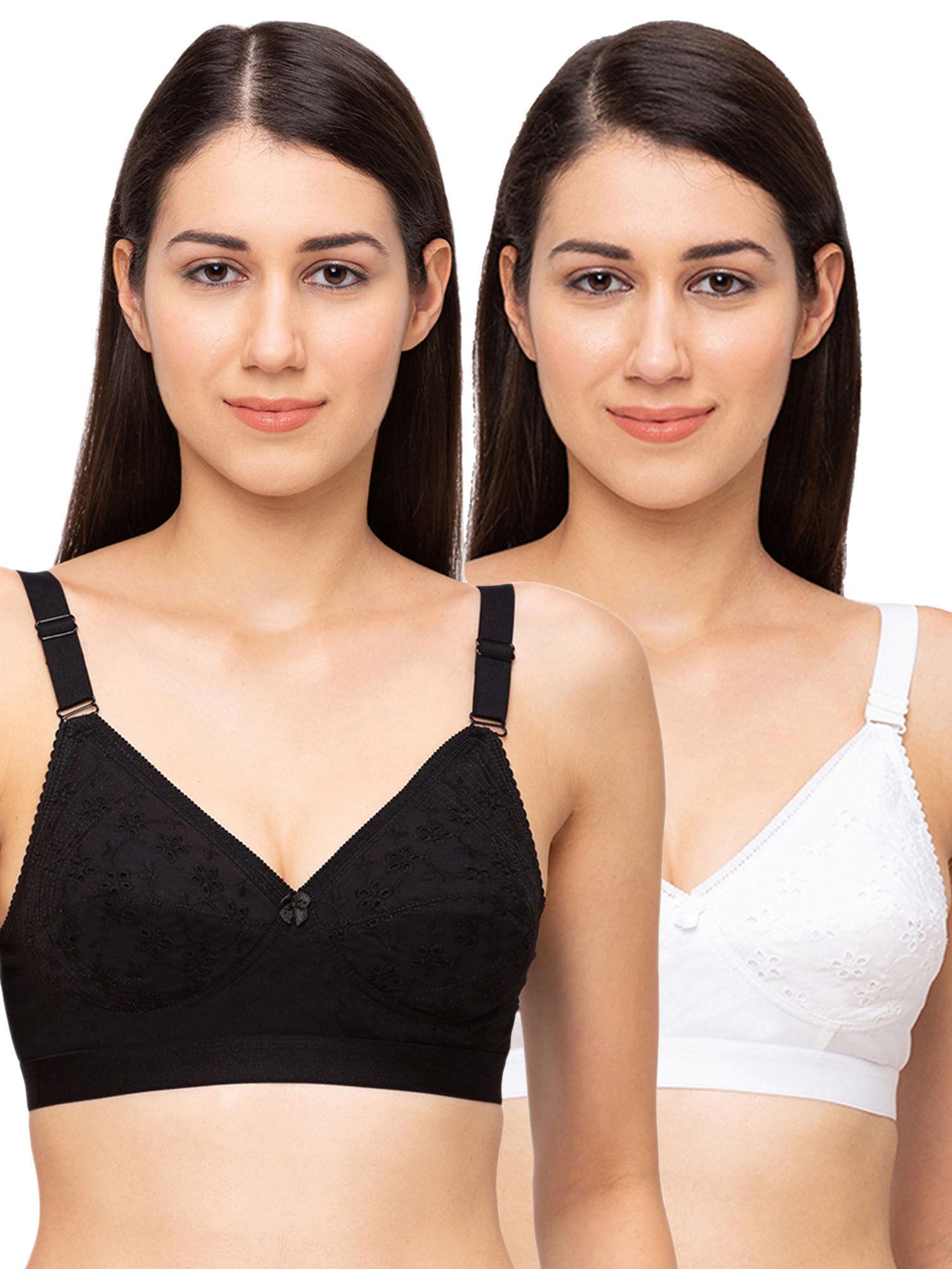 womens non padded non wired bra combo chapali black white