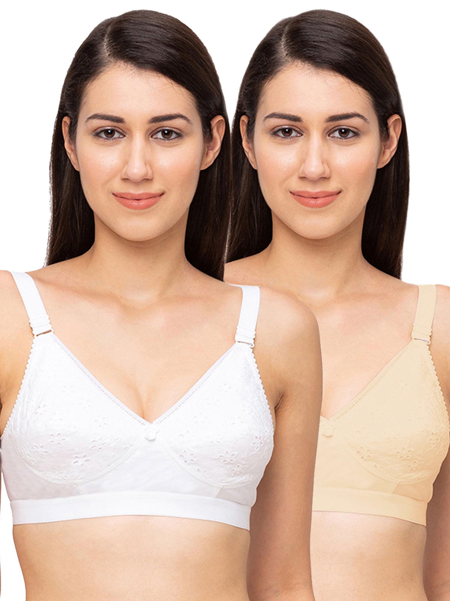 womens non padded non wired bra combo chapali white skin