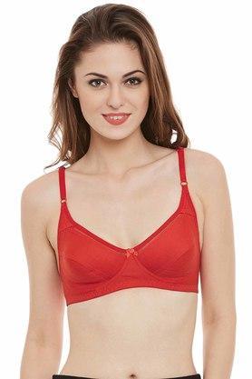 womens non padded non wired full cup bra in red - red