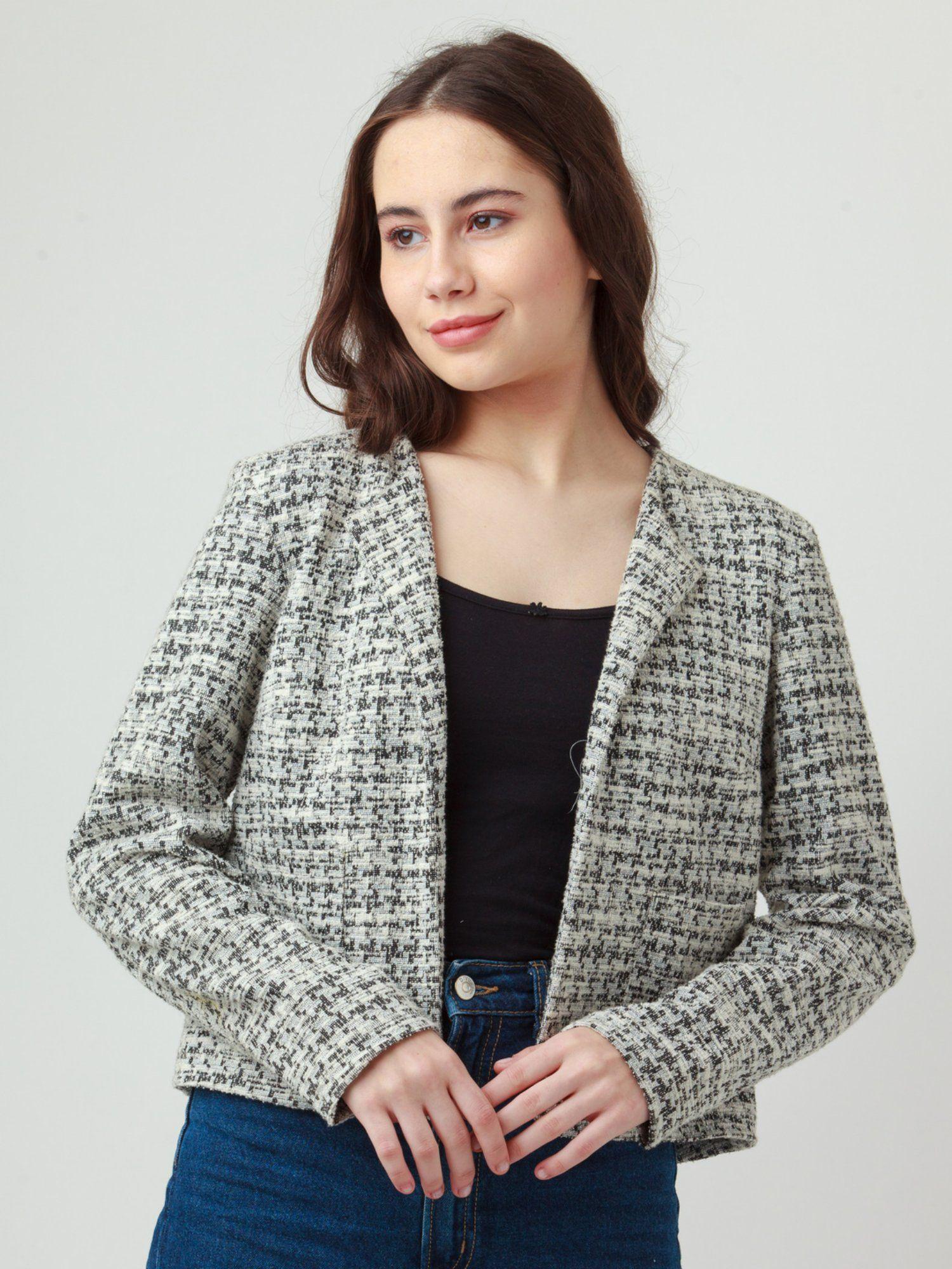 womens off white checks jacket