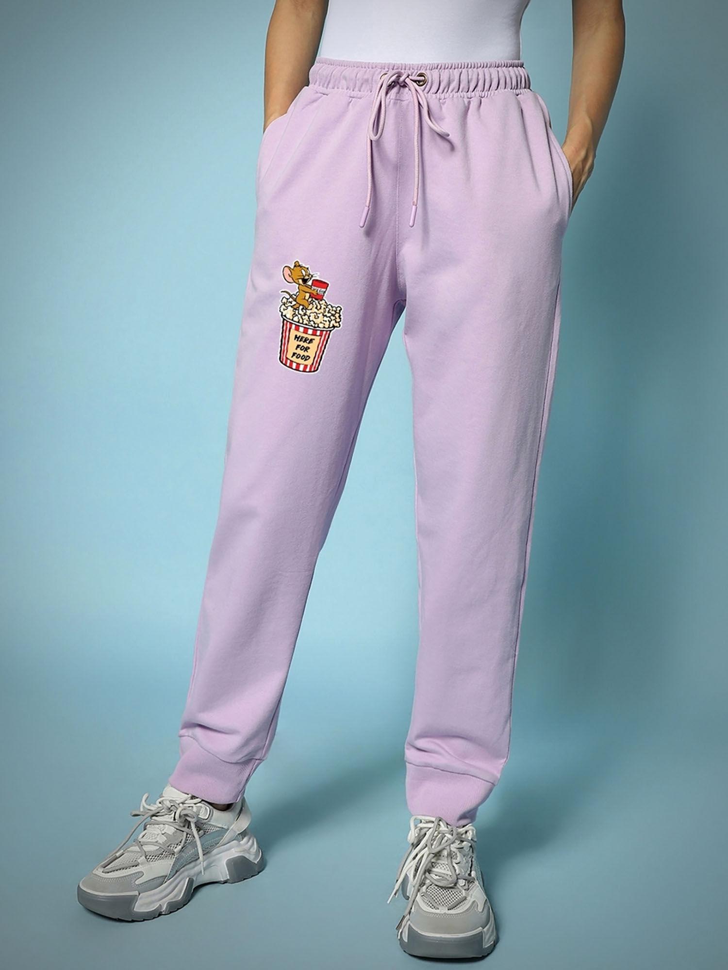 womens official tom & jerry merchandise lavender jerry oversized joggers