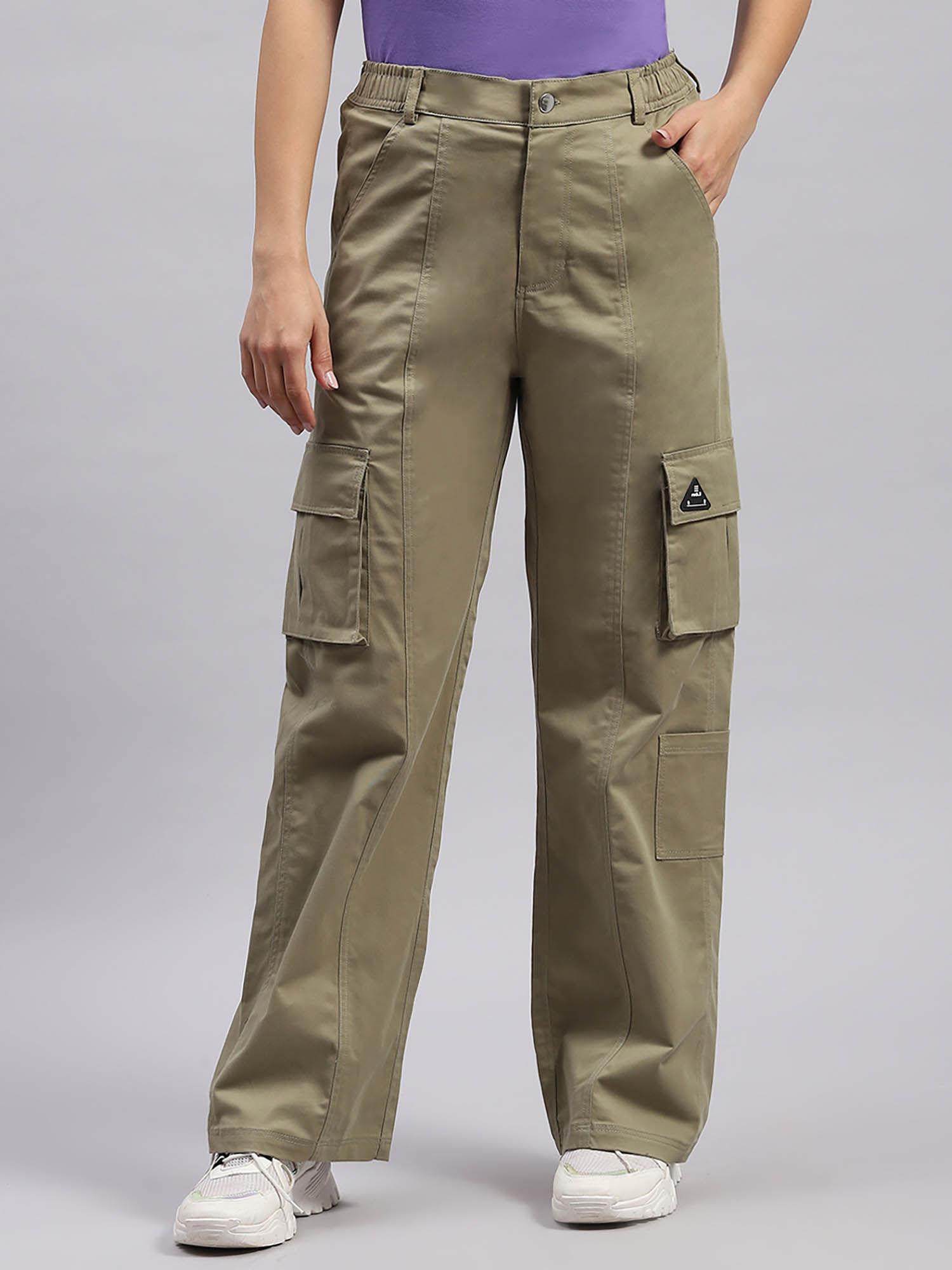 womens olive solid straight fit pant