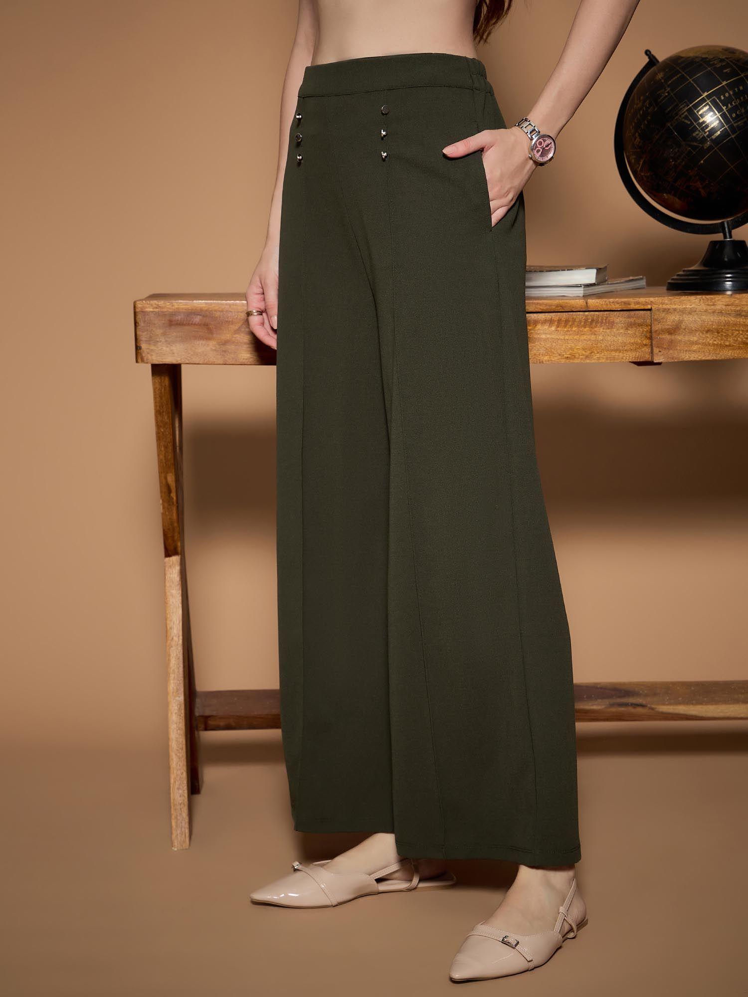 womens olive tailored straight trouser