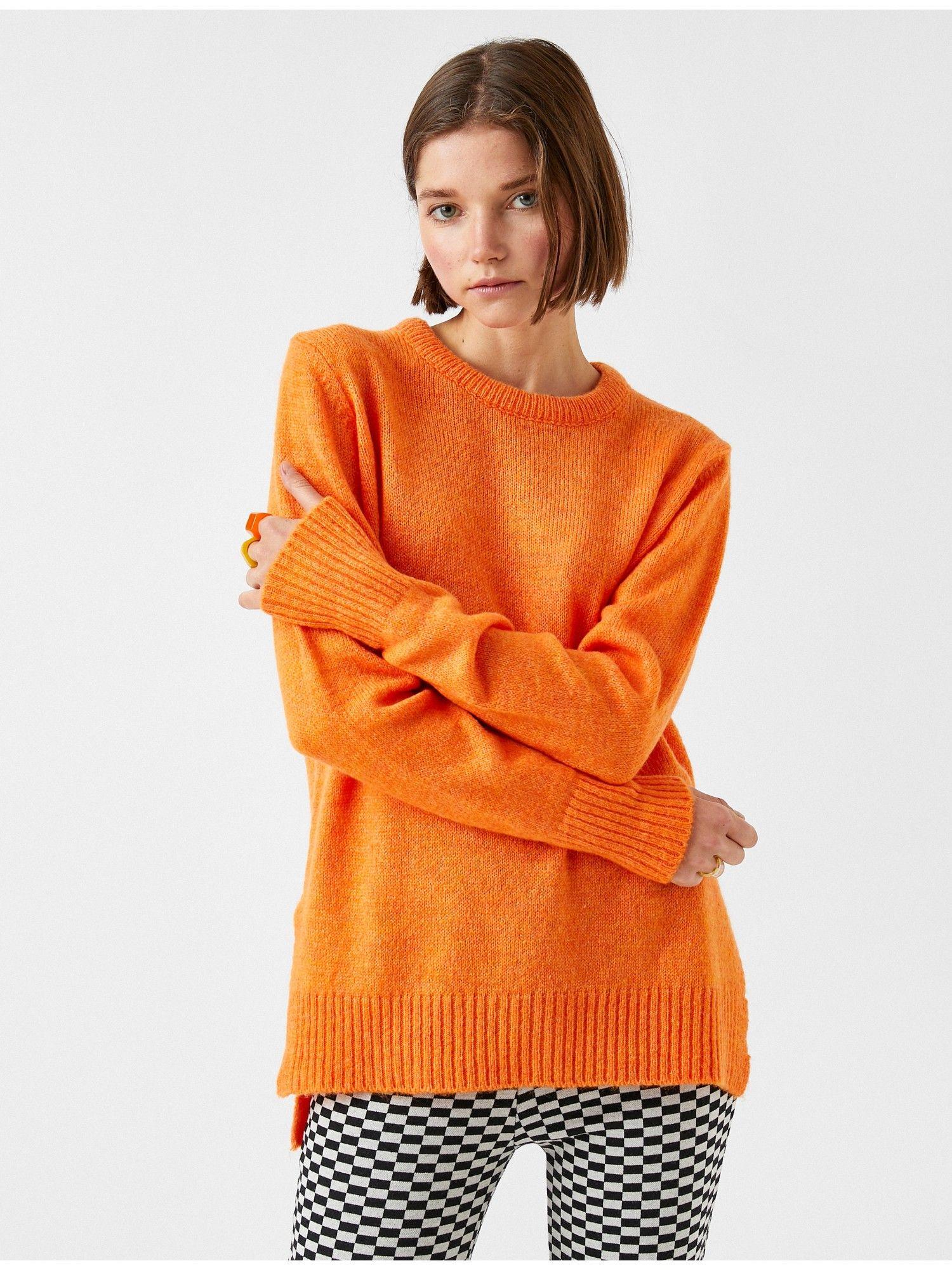 womens orange comfortable sweaters