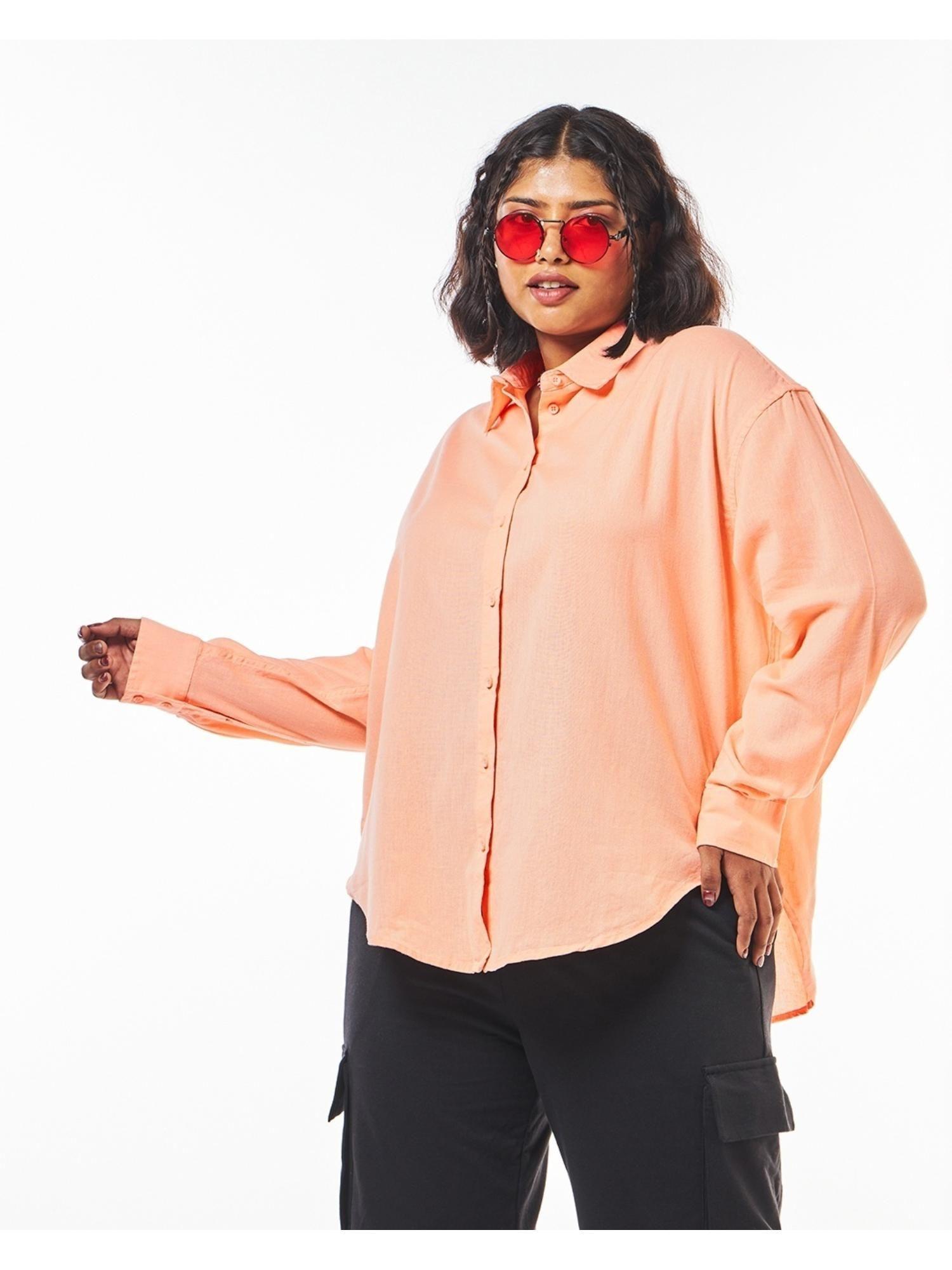 womens orange oversized plus size shirt