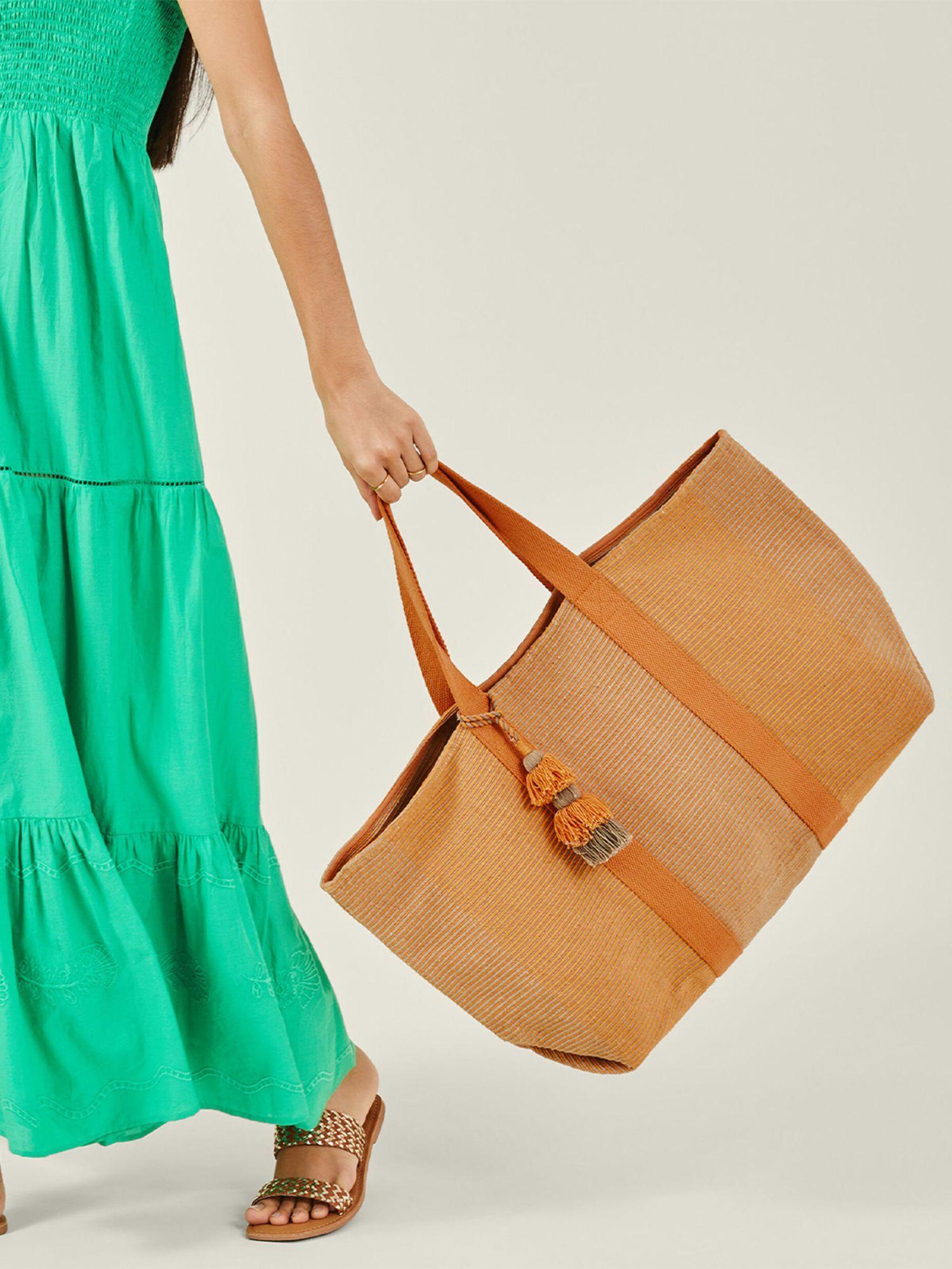 womens orange oversized shopper tote bag