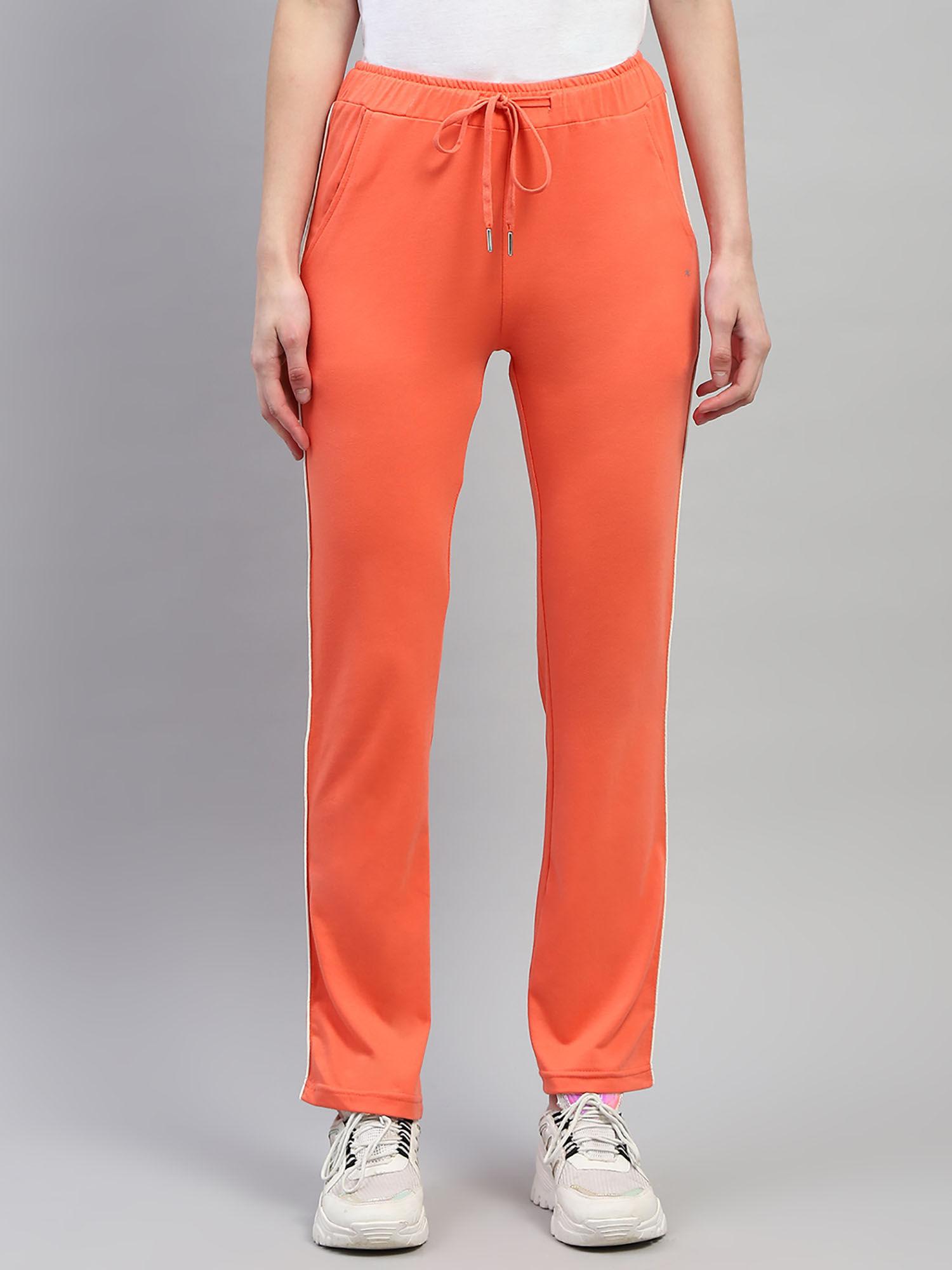 womens orange solid regular fit lower trousers