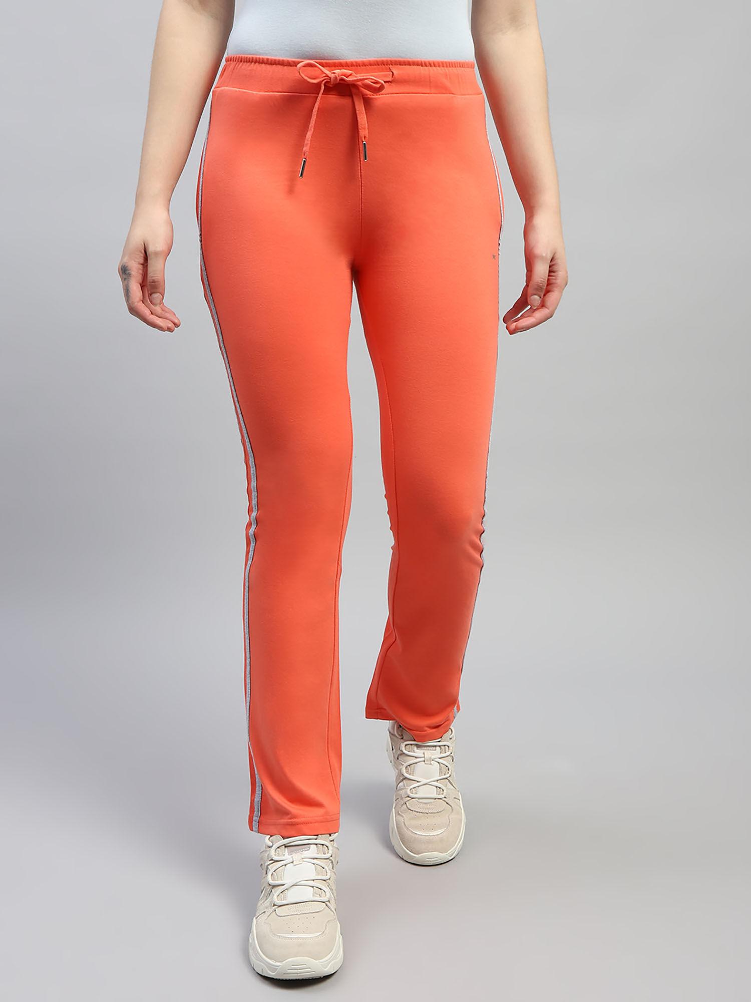 womens orange solid regular fit lower trousers