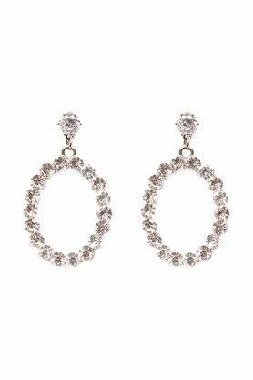 womens oversized circular jewel studded statement earrings - multi