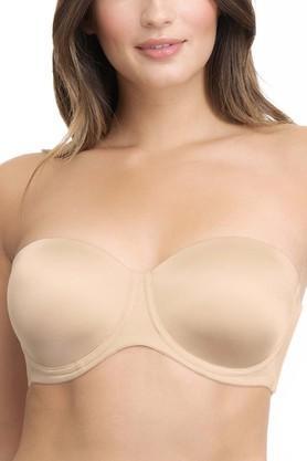womens padded wired strapless bra - natural
