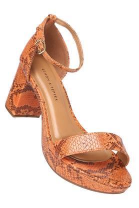 womens party wear buckle closure heels - orange