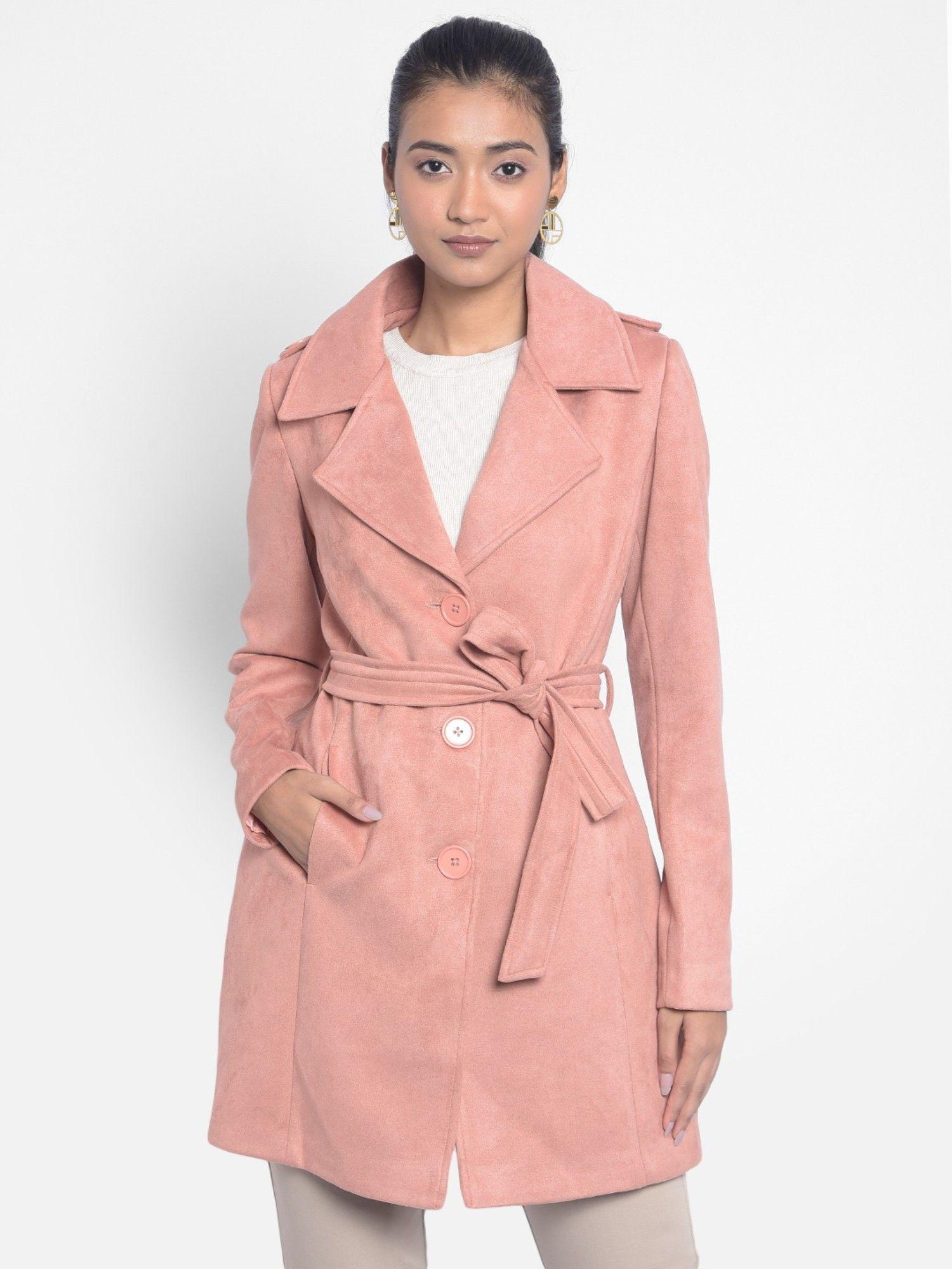 womens peach overcoat with belt (set of 2)