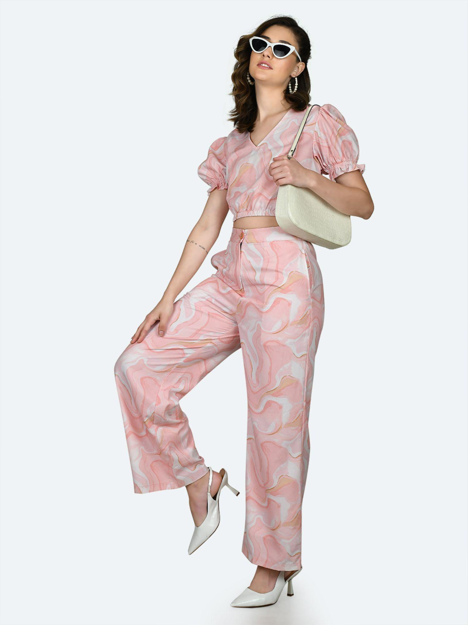 womens peach printed pant