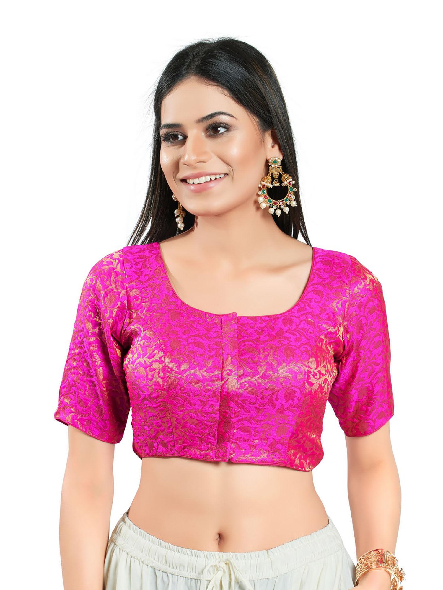 womens pink brocade stitched blouse