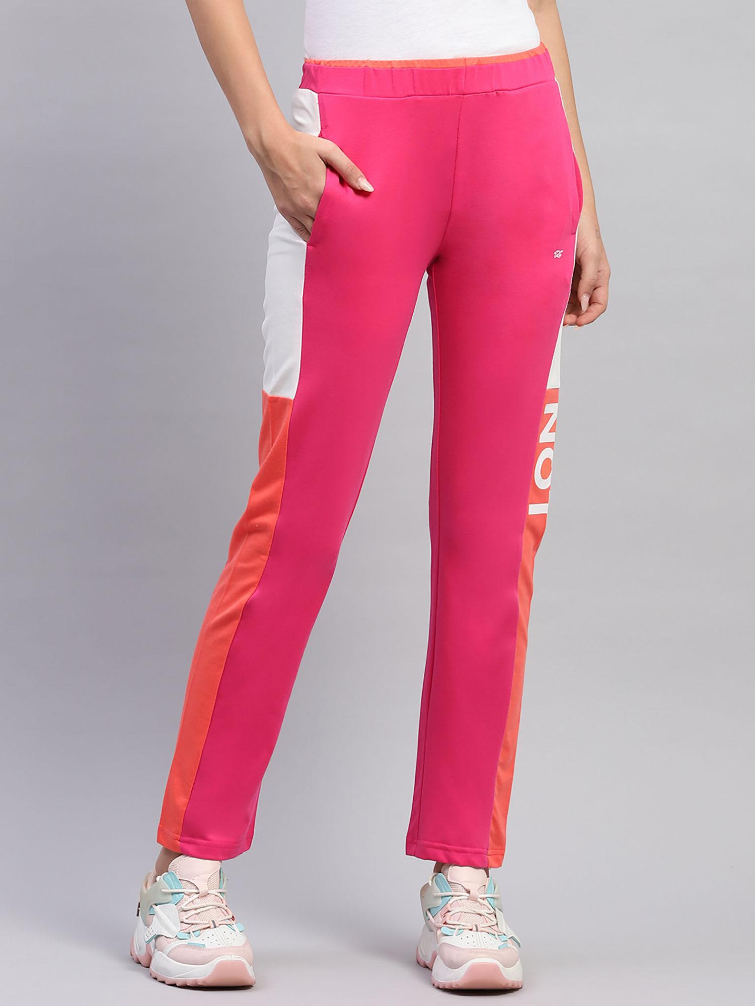 womens pink colourblocked regular fit lower trousers