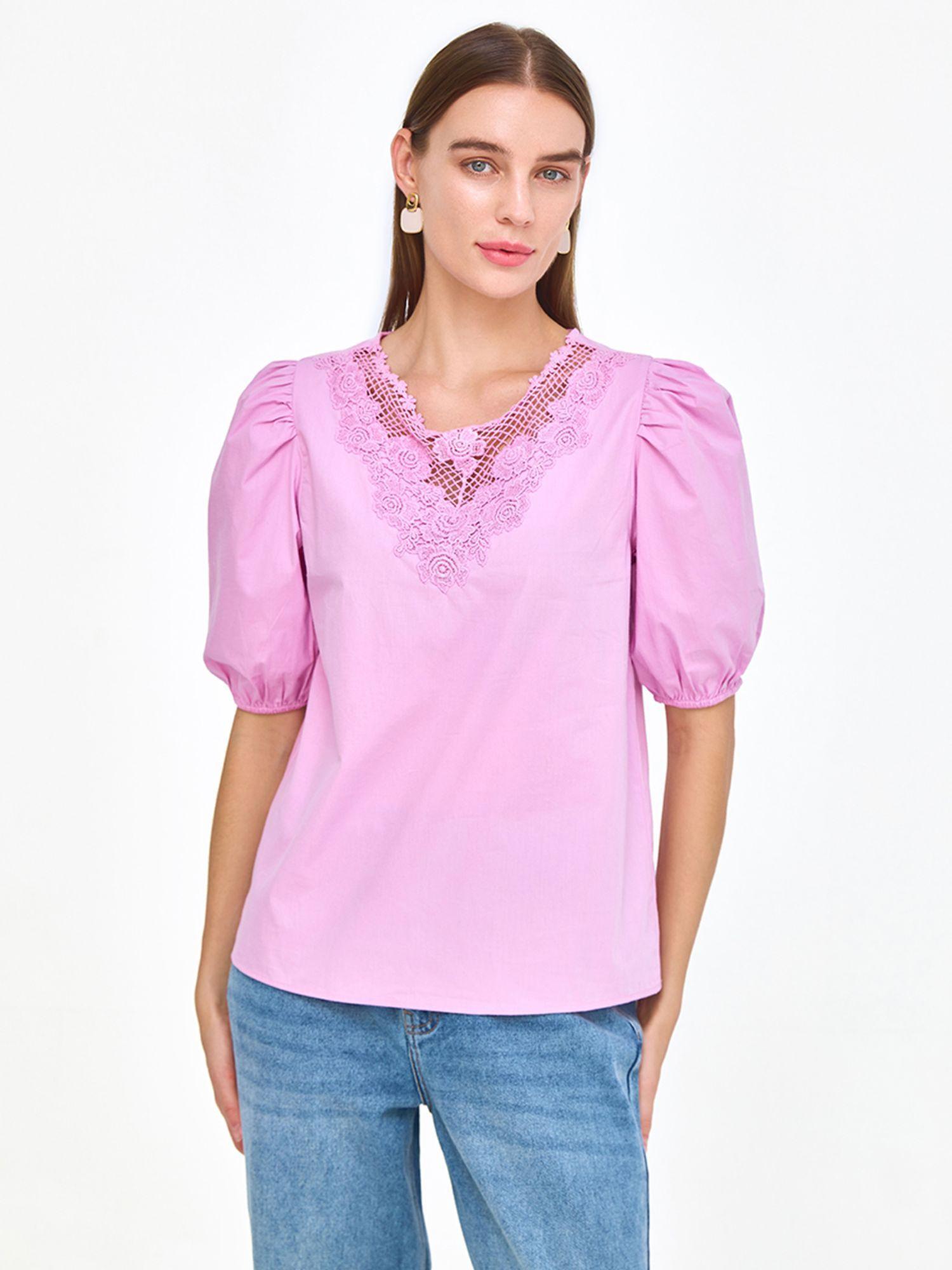 womens pink cotton shell top