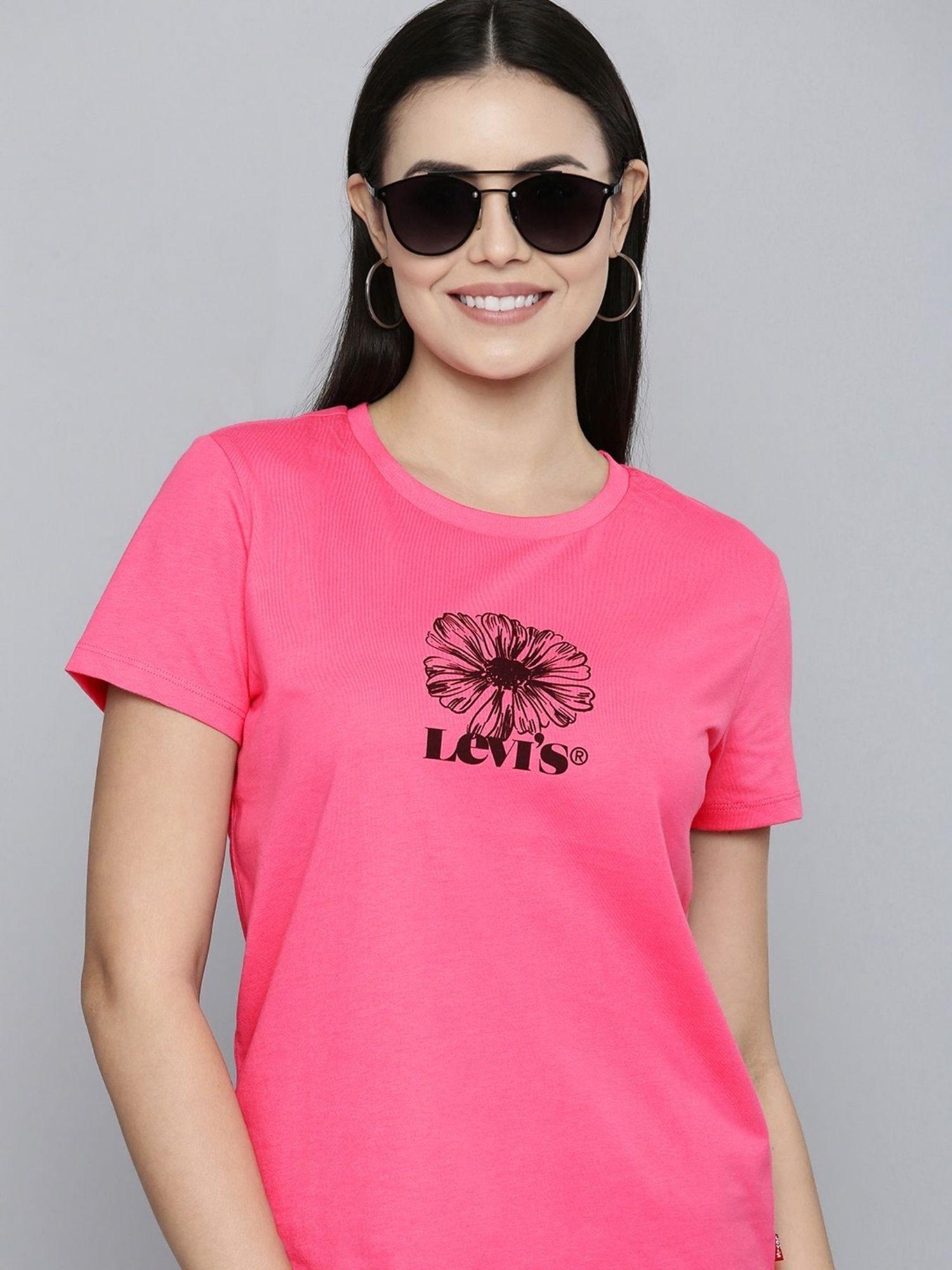 womens pink crew neck t-shirt