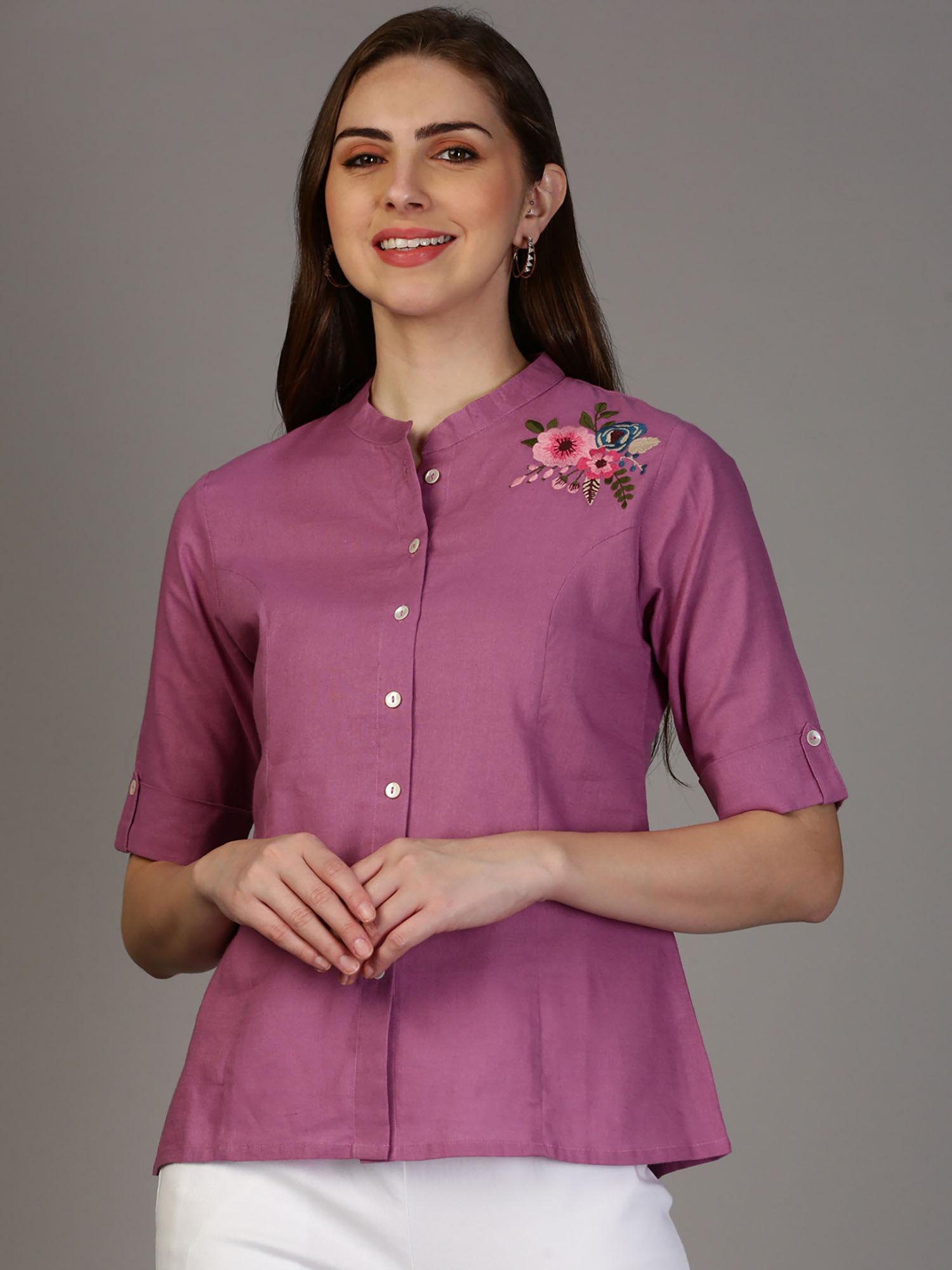 womens pink embroidered cotton tunic