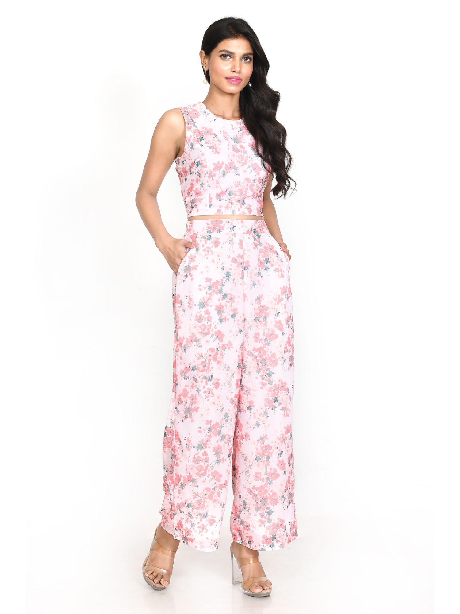 womens pink floral trouser