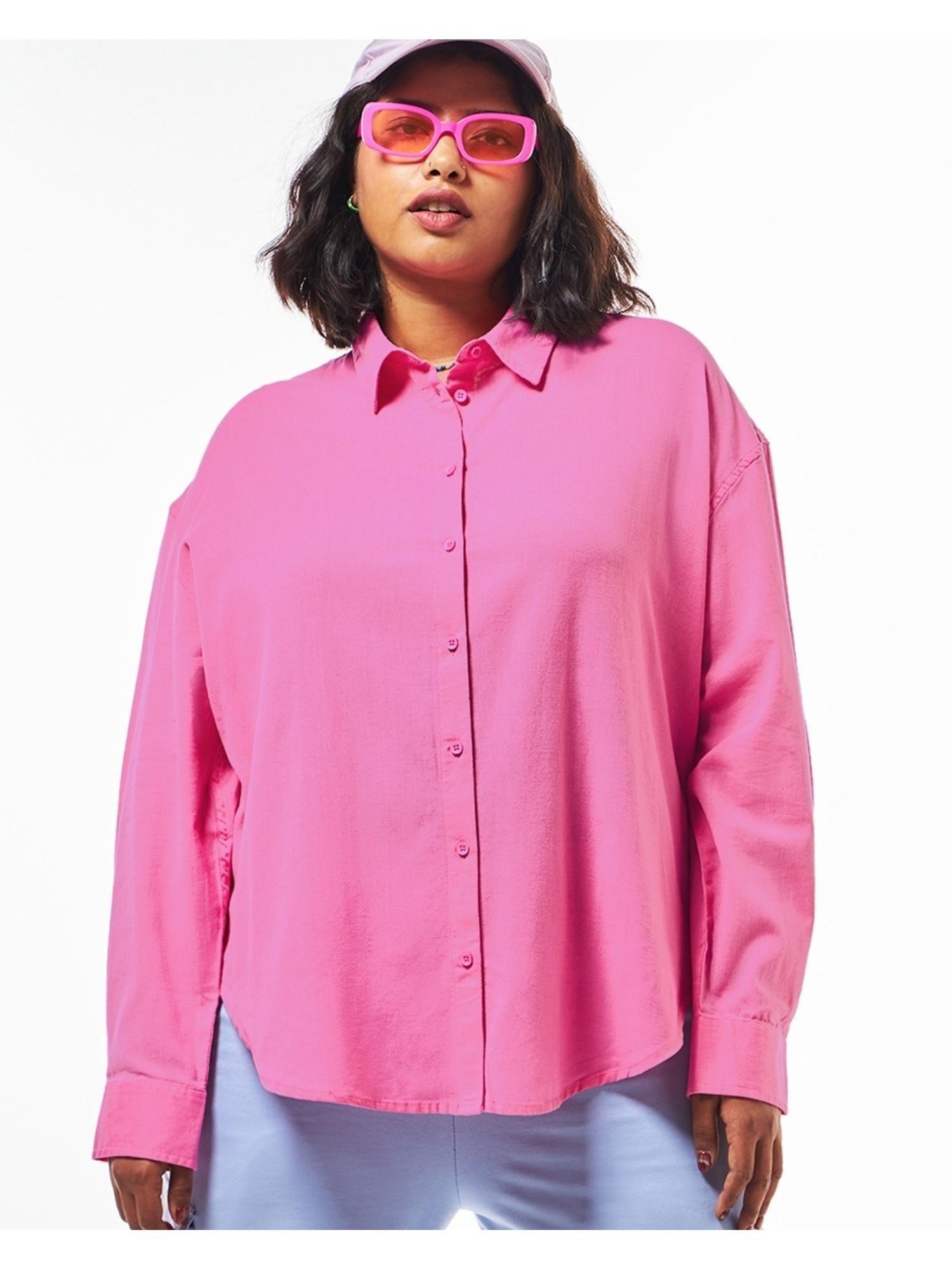 womens pink oversized plus size shirt