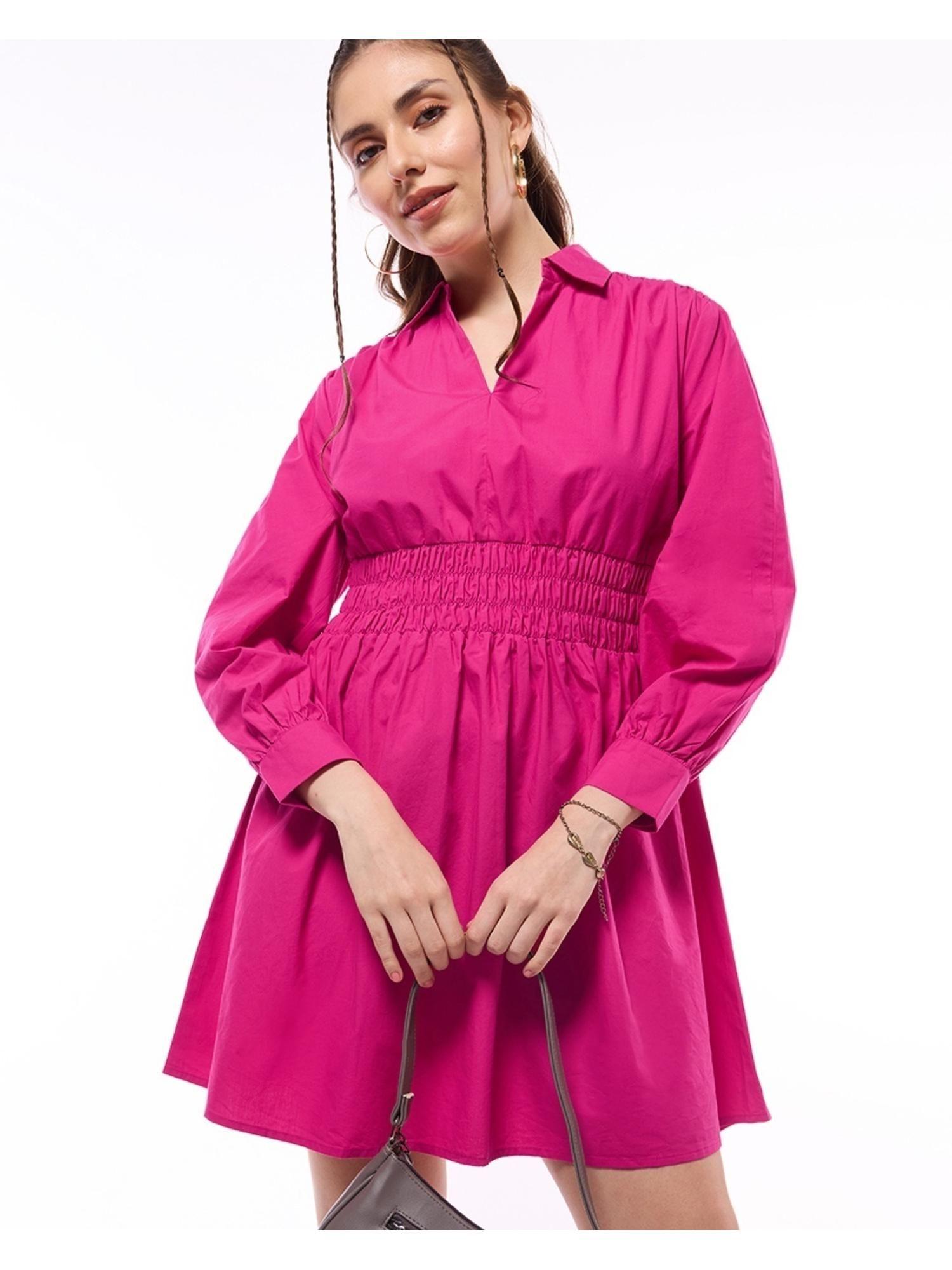 womens pink oversized shirt dress