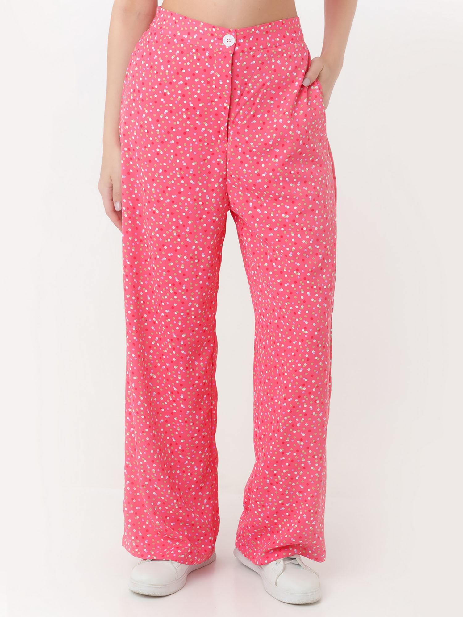 womens pink printed trouser