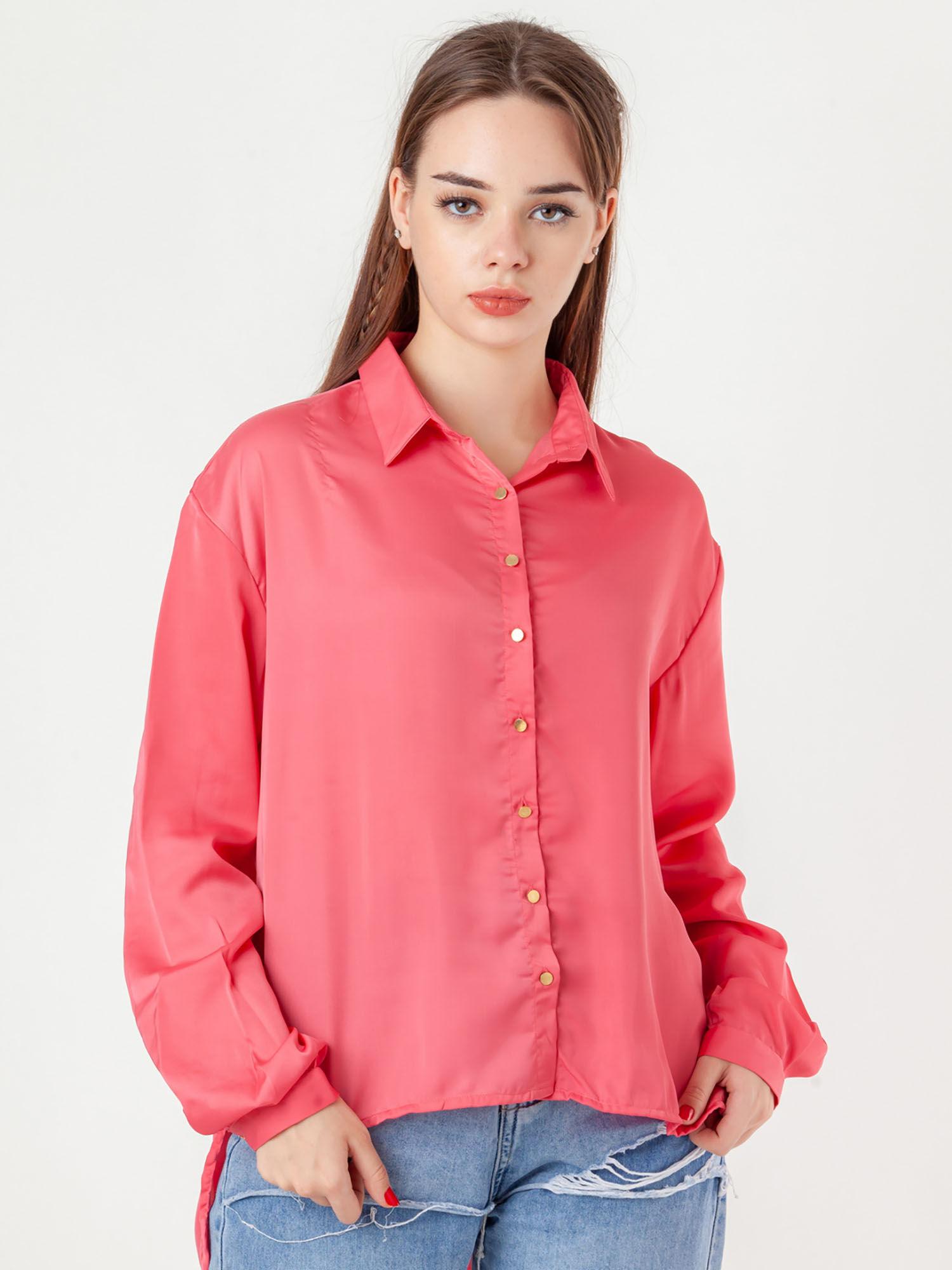 womens pink solid/plain shirt