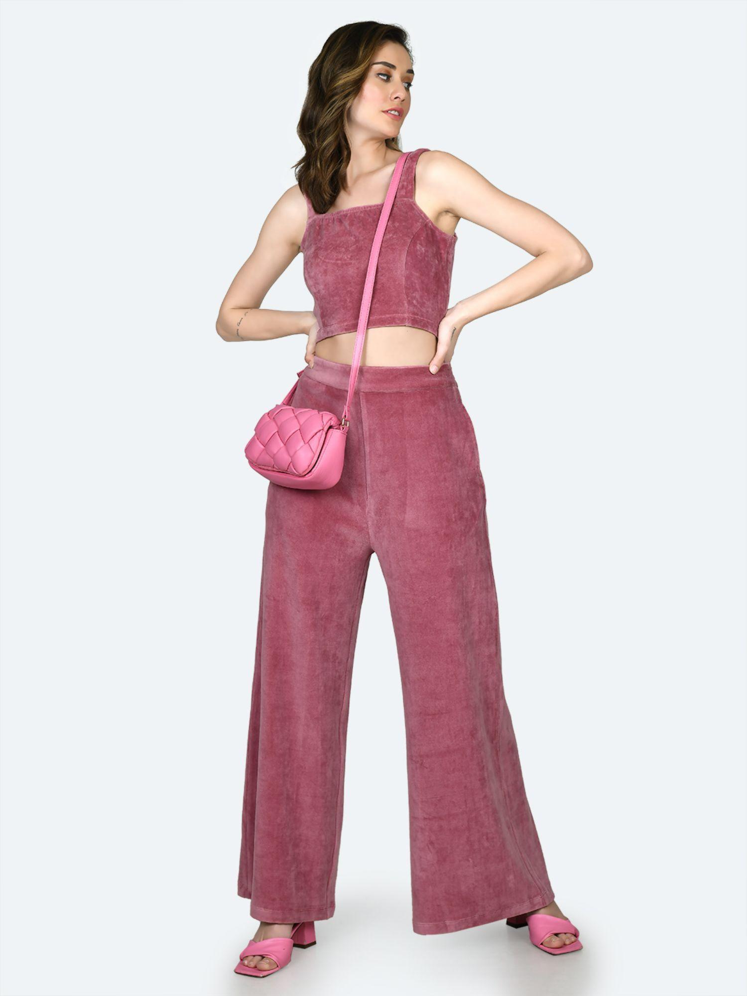 womens pink solid pant