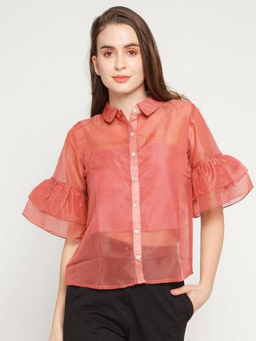 womens pink solid shirt