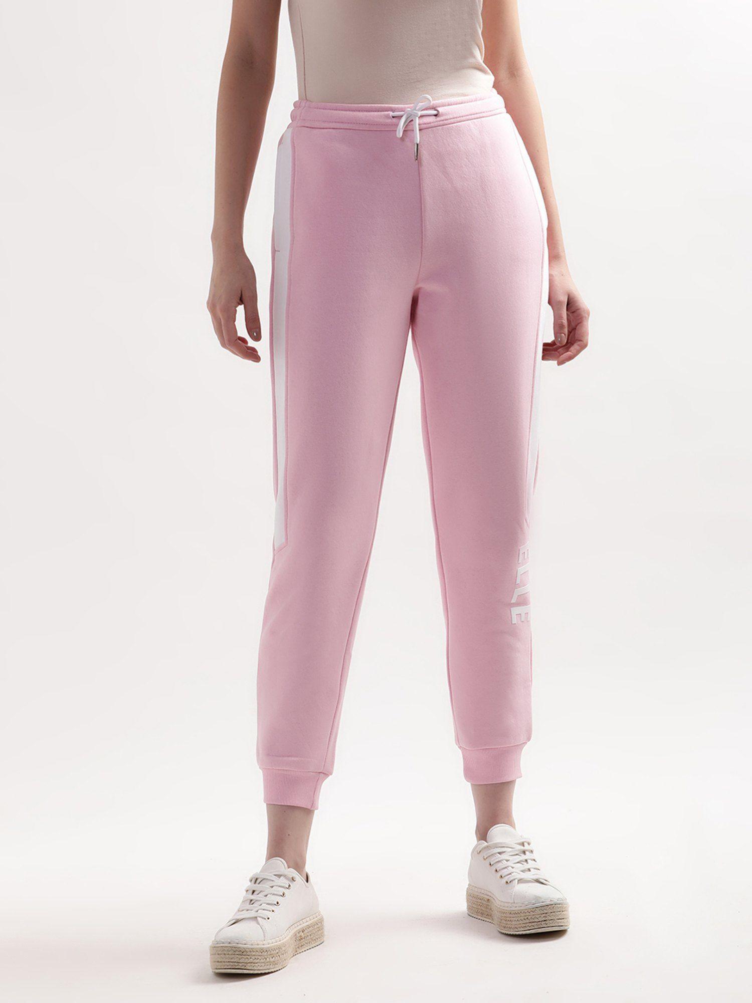 womens pink solid sweat pants