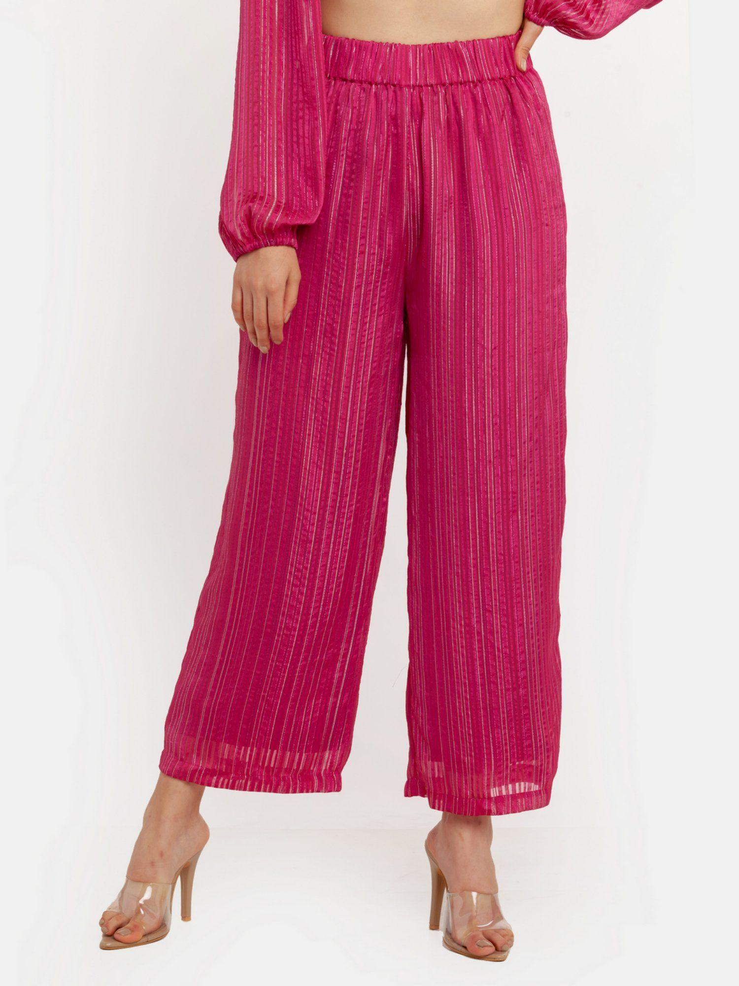 womens pink striped trouser