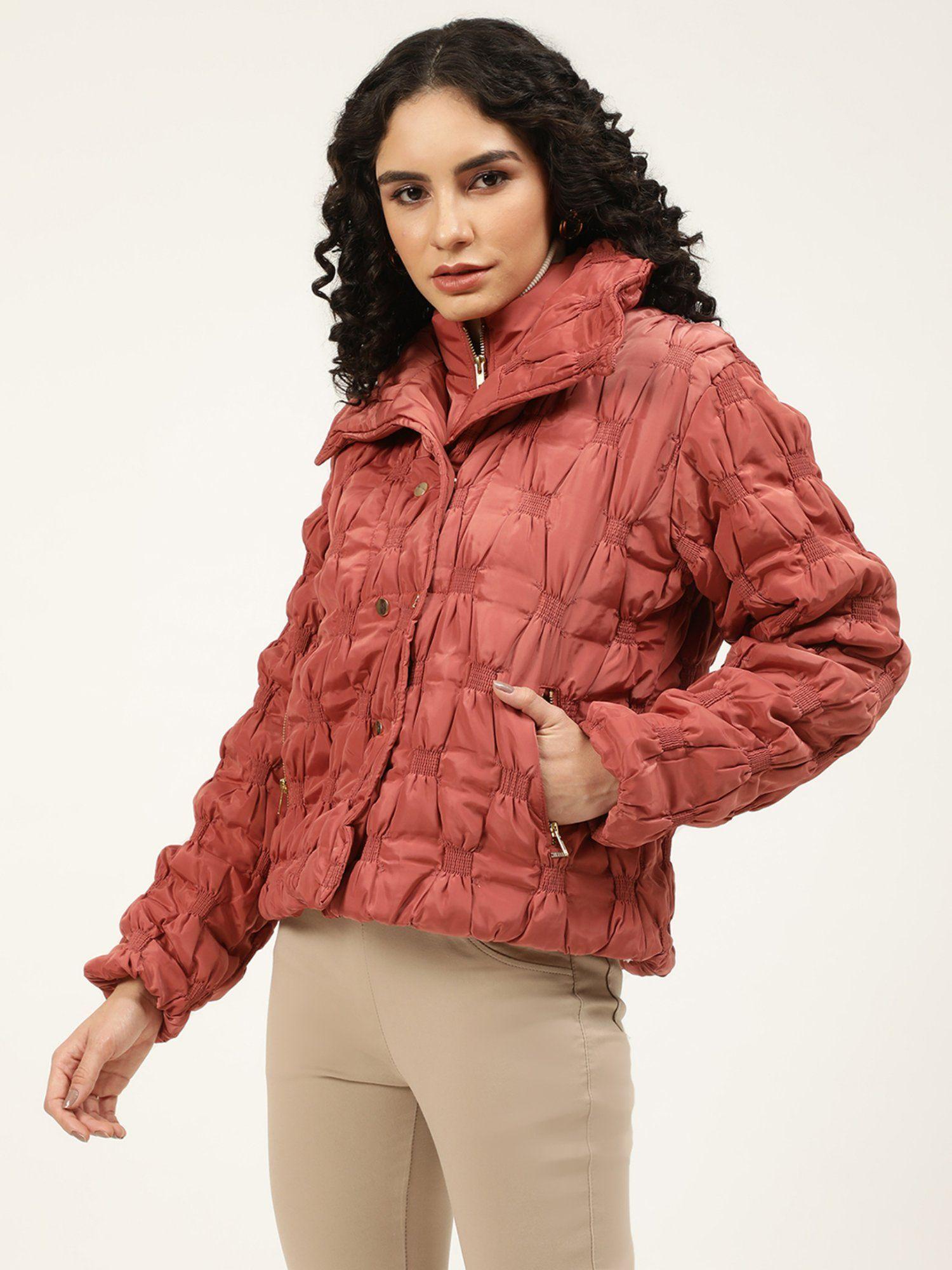 womens pink textured jacket