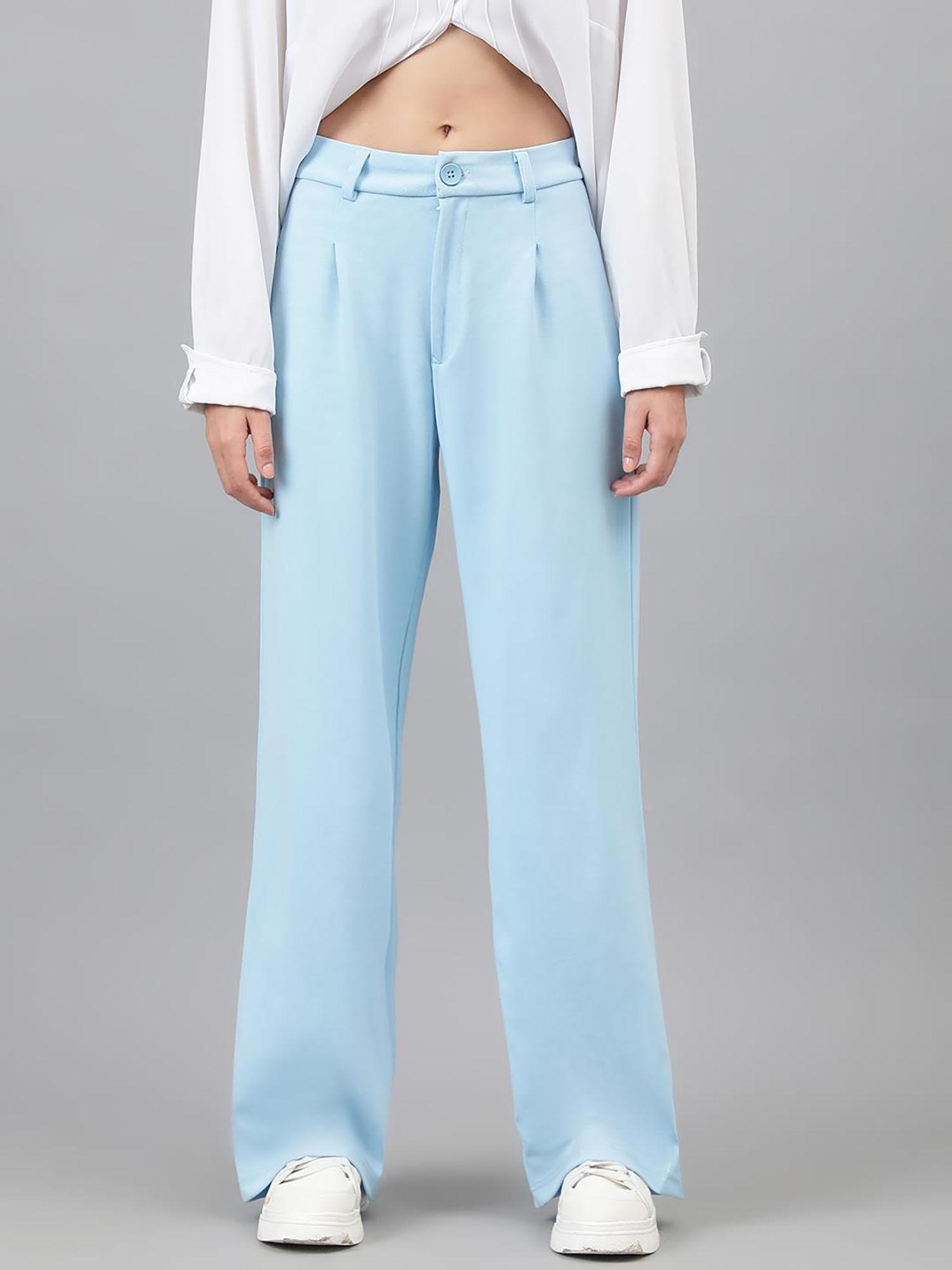 womens polyester blend straight fit trousers