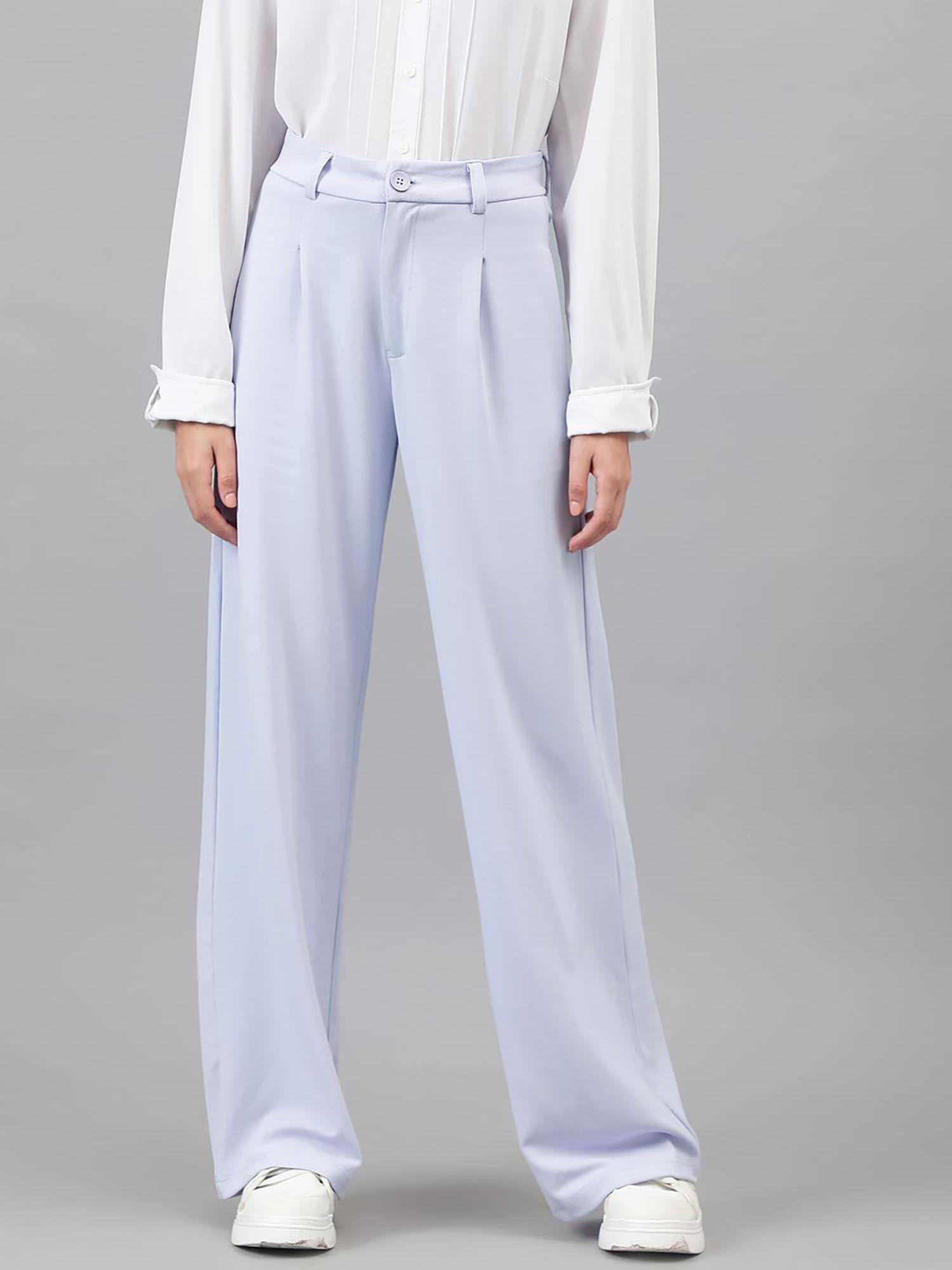 womens polyester blend straight fit trousers