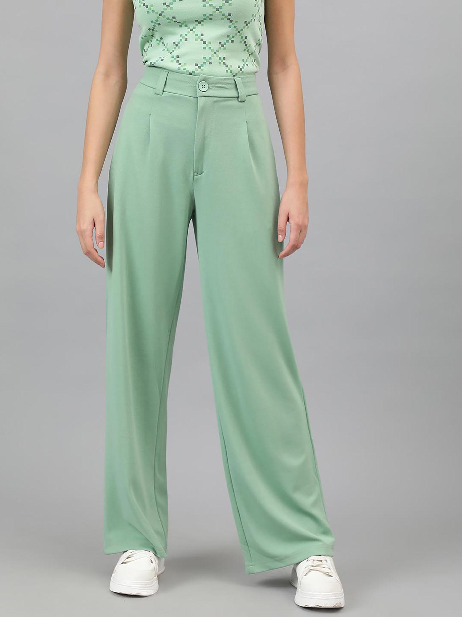 womens polyester blend straight fit trousers