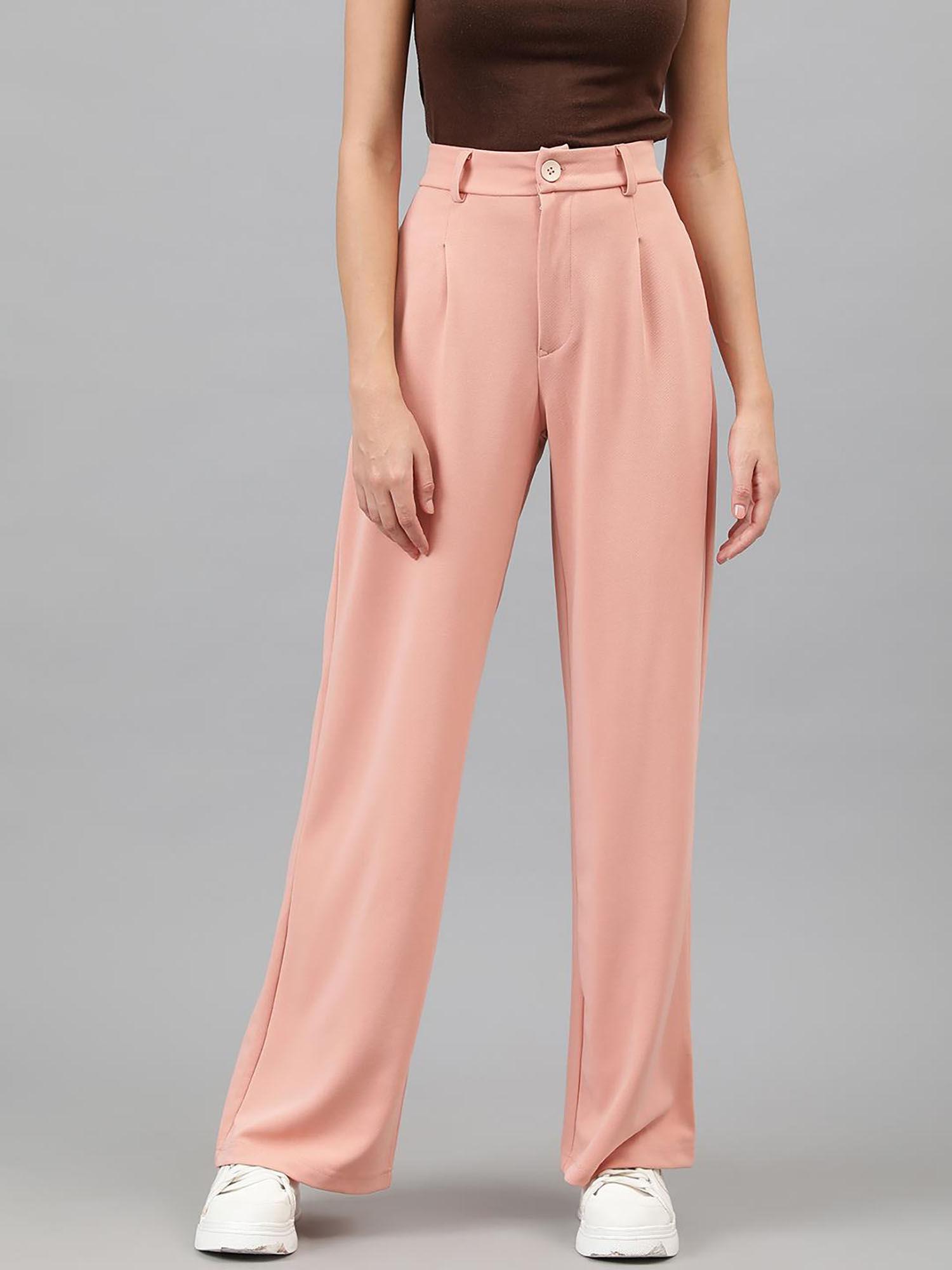womens polyester blend straight fit trousers