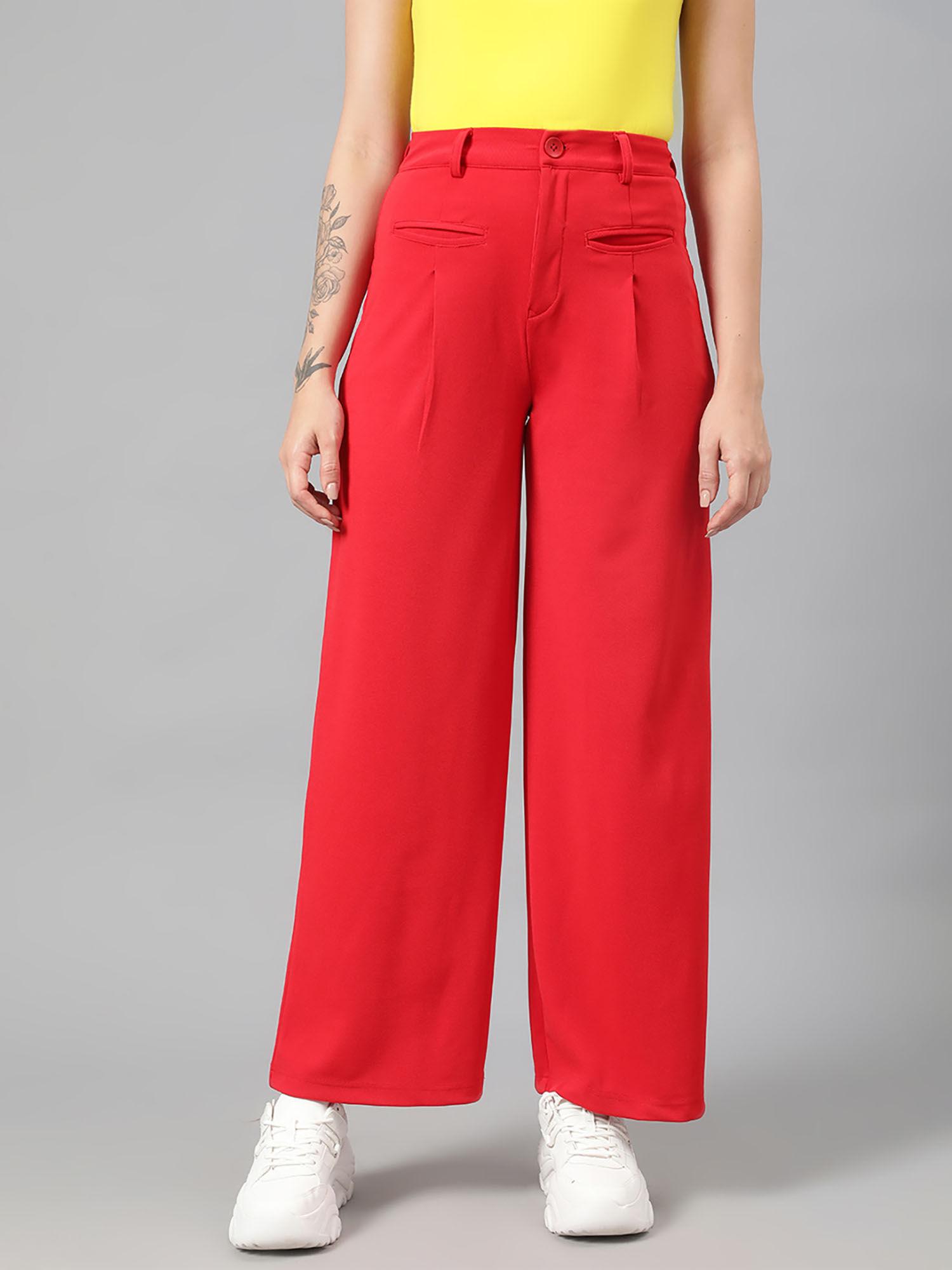 womens polyester blend wide fit trousers