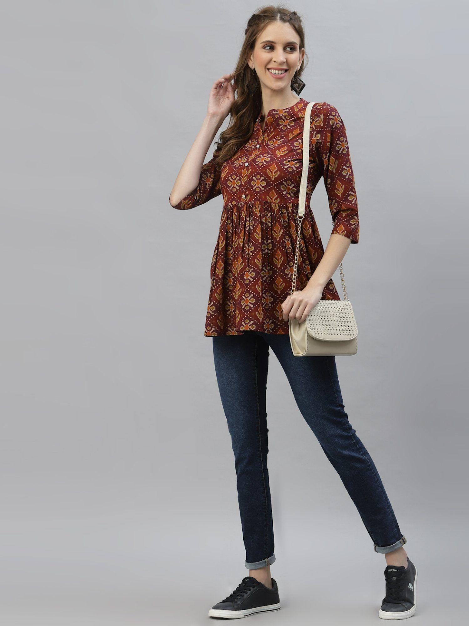 womens printed cotton top