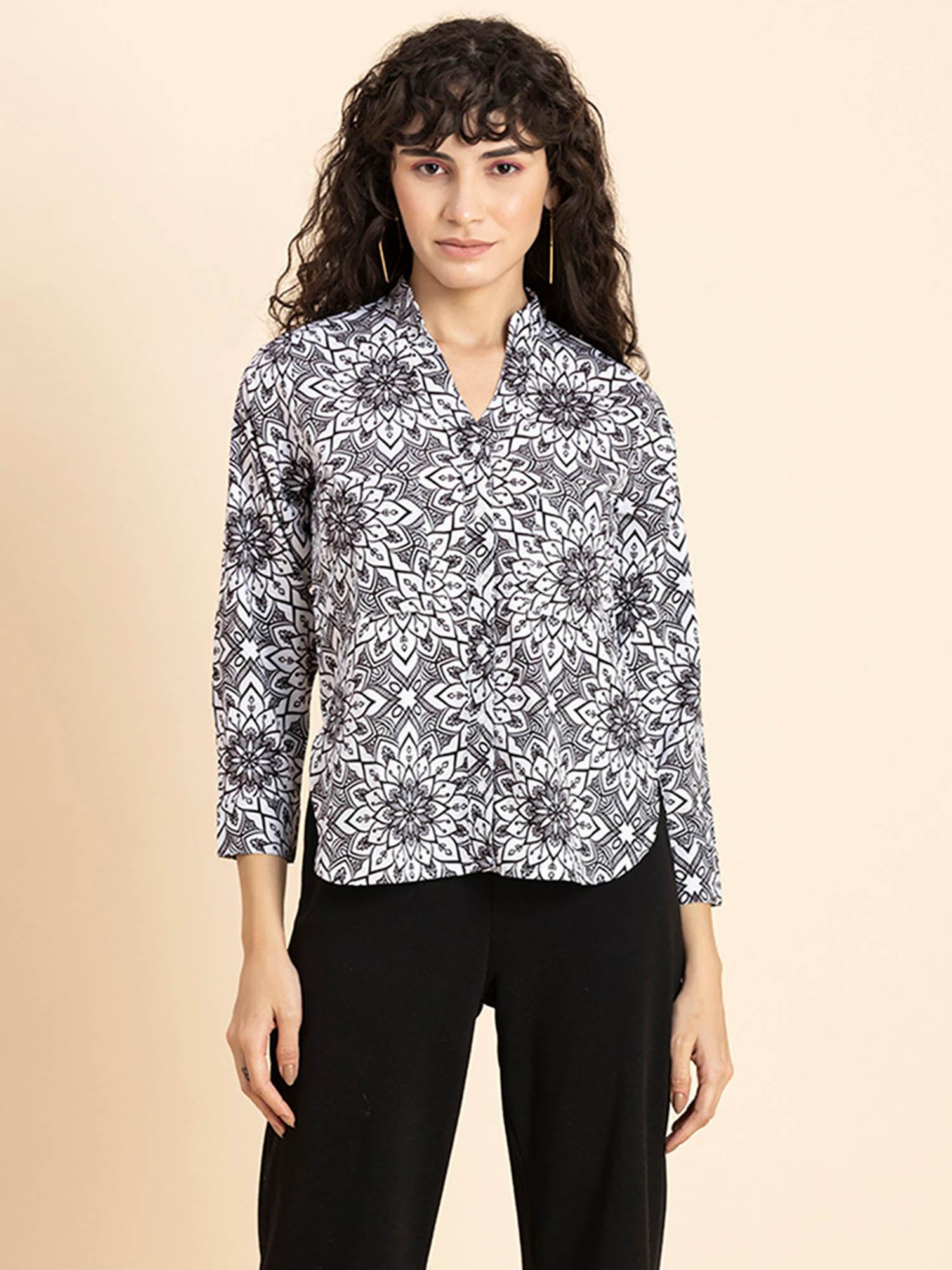 womens printed long shirt