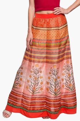 womens printed long skirt - multi