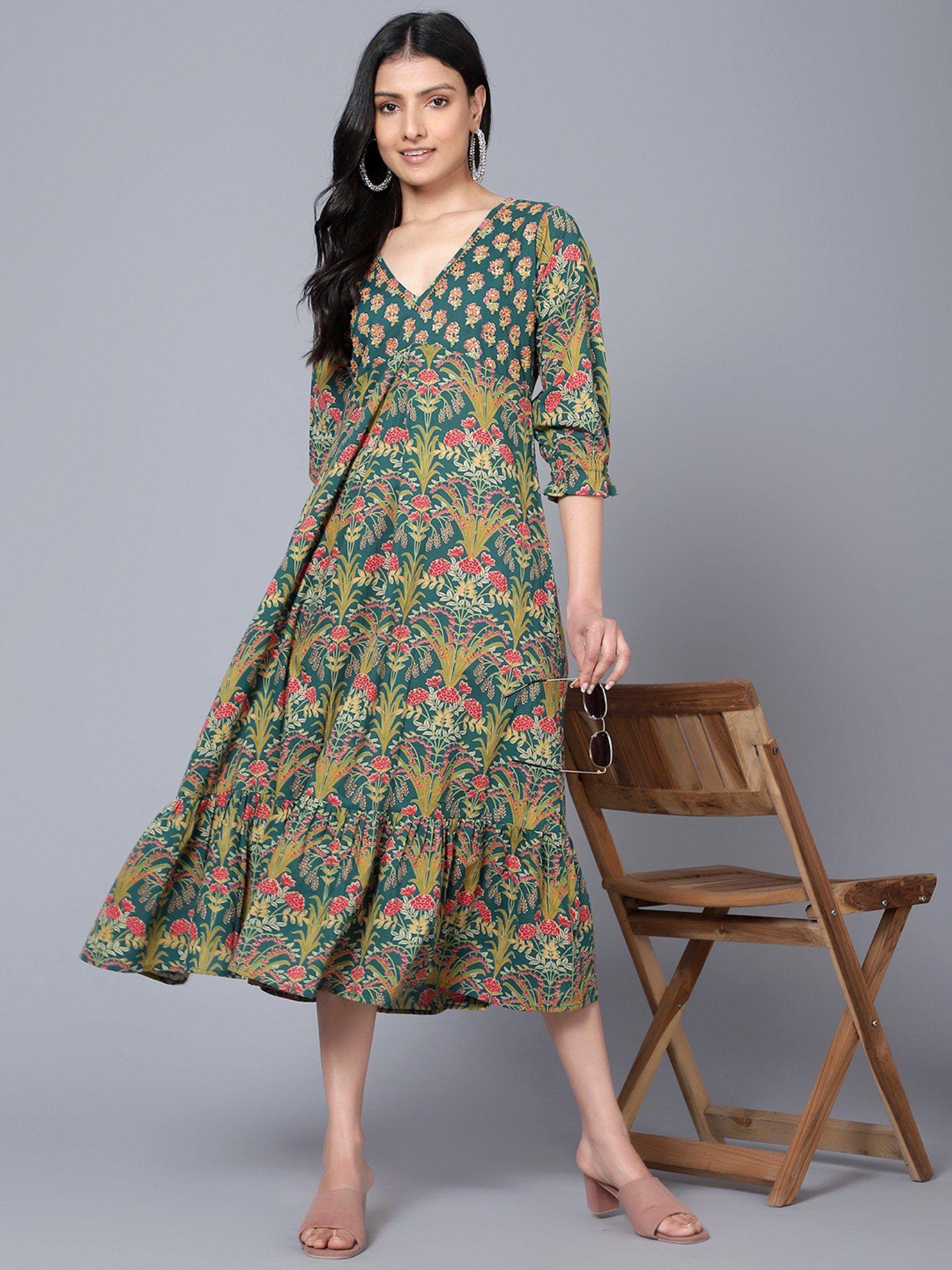 womens printed midi dress