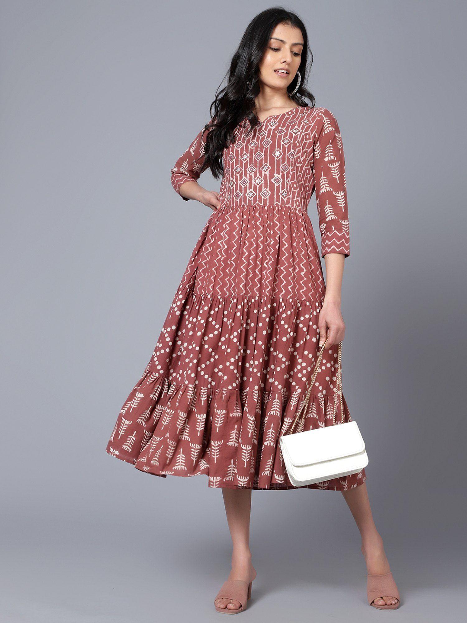 womens printed midi dress