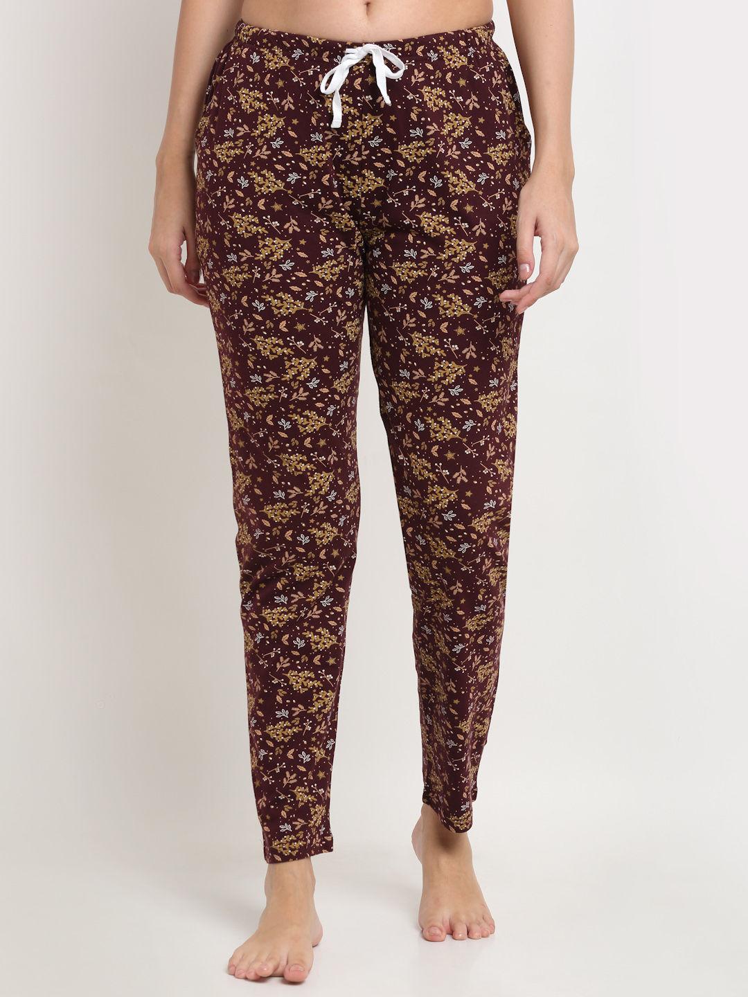 womens printed pyjamas brown