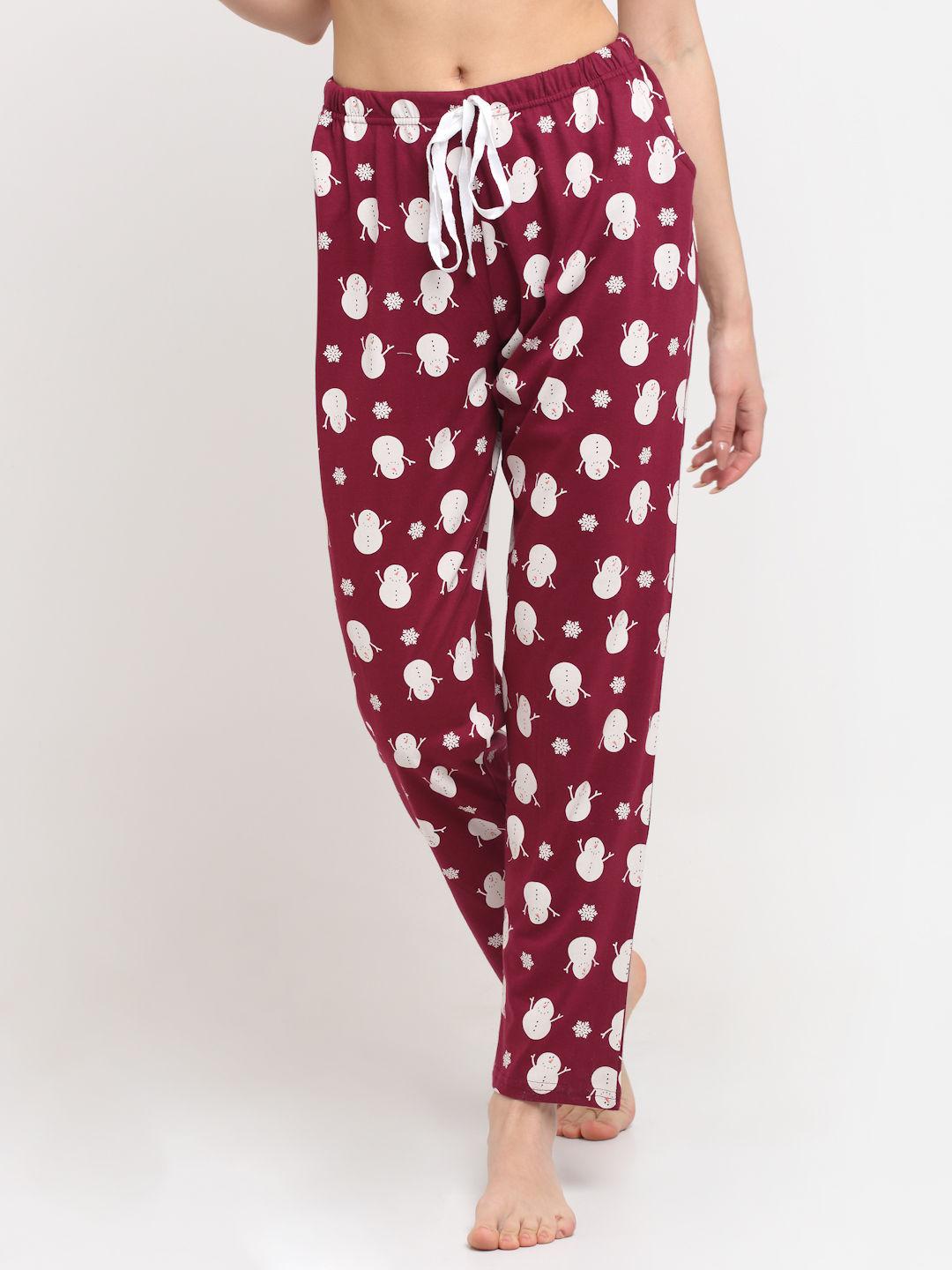 womens printed pyjamas maroon