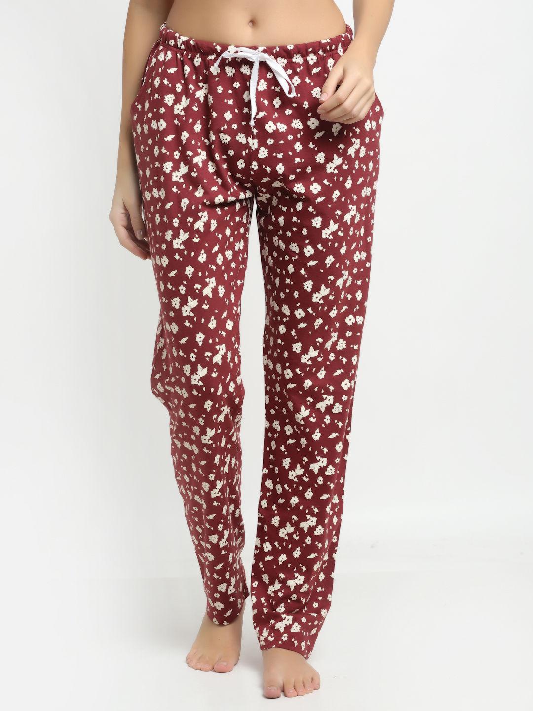 womens printed pyjamas maroon